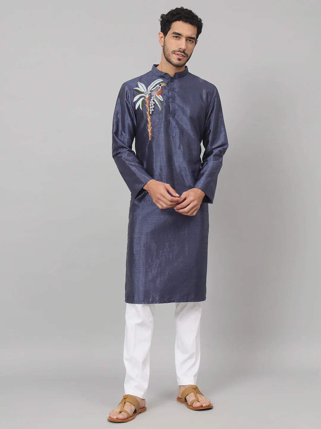 Sapp Sapphire embroidered silk kurta