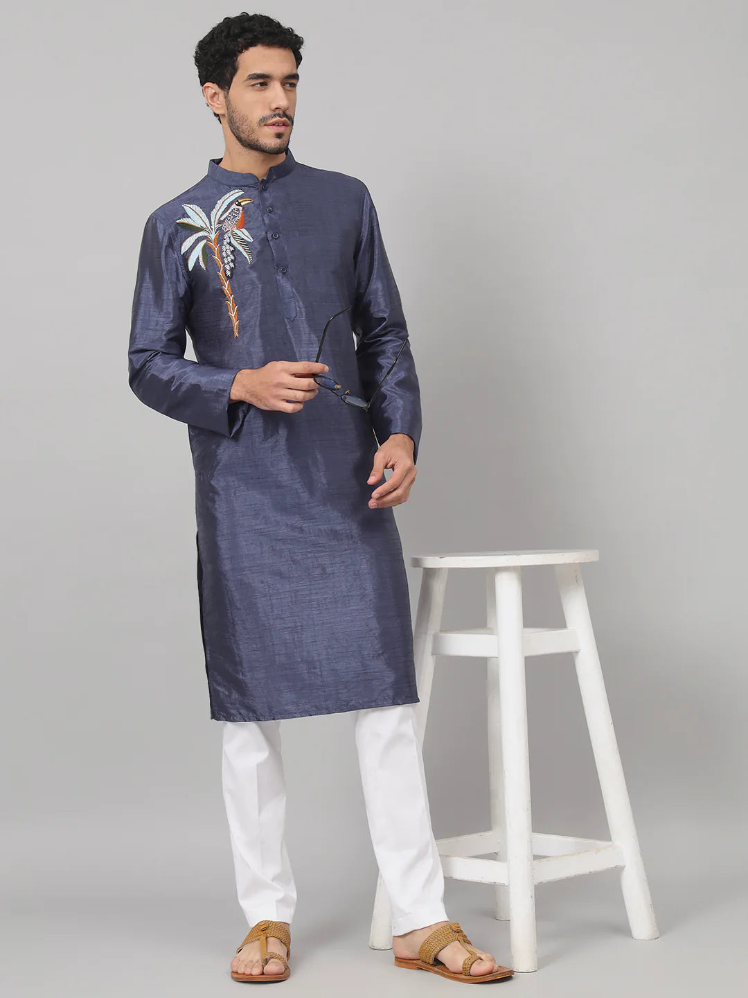 Sapp Sapphire embroidered silk kurta
