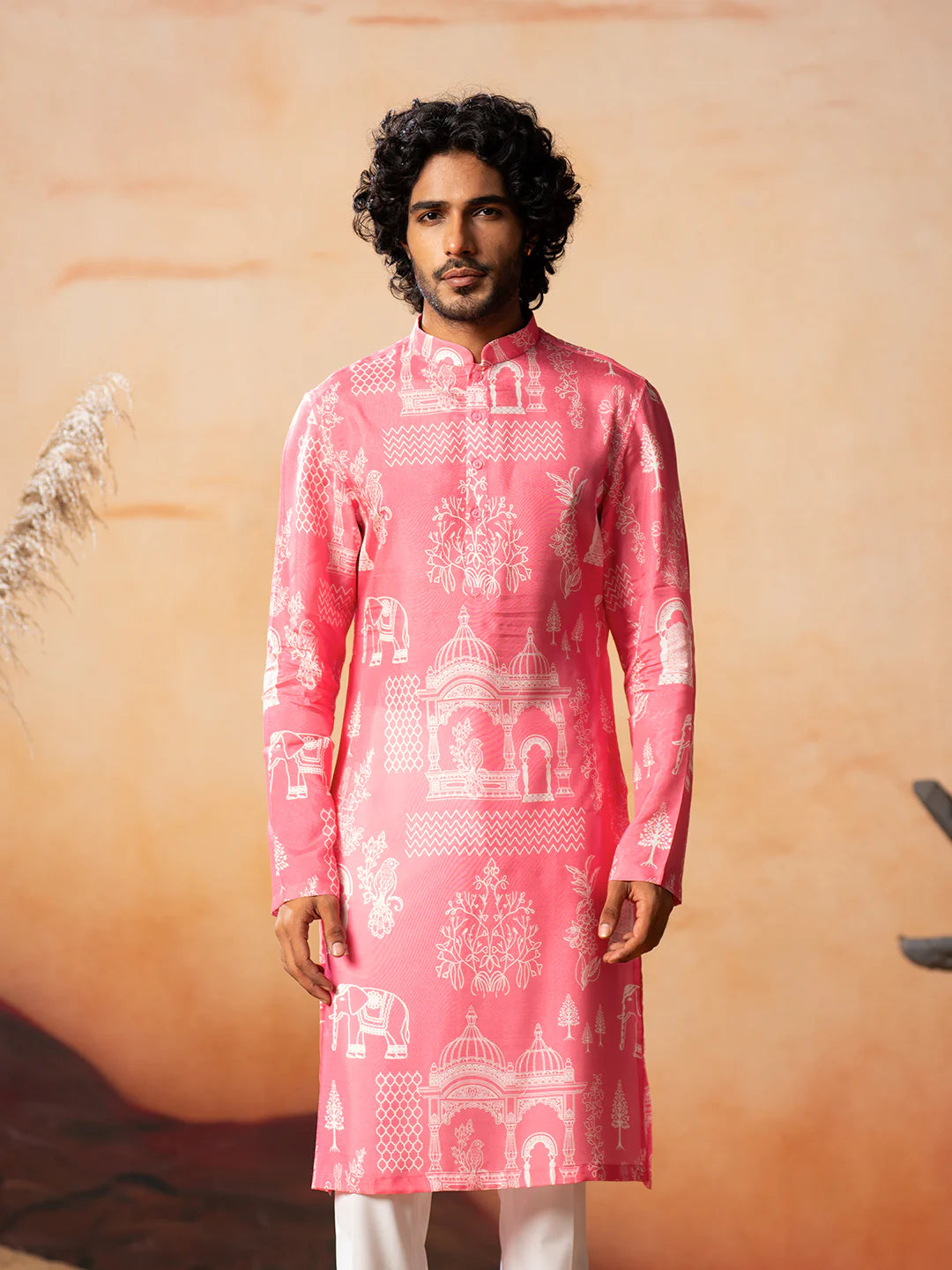 Arco Botanical Architecture Traditional Printed Silk Kurta