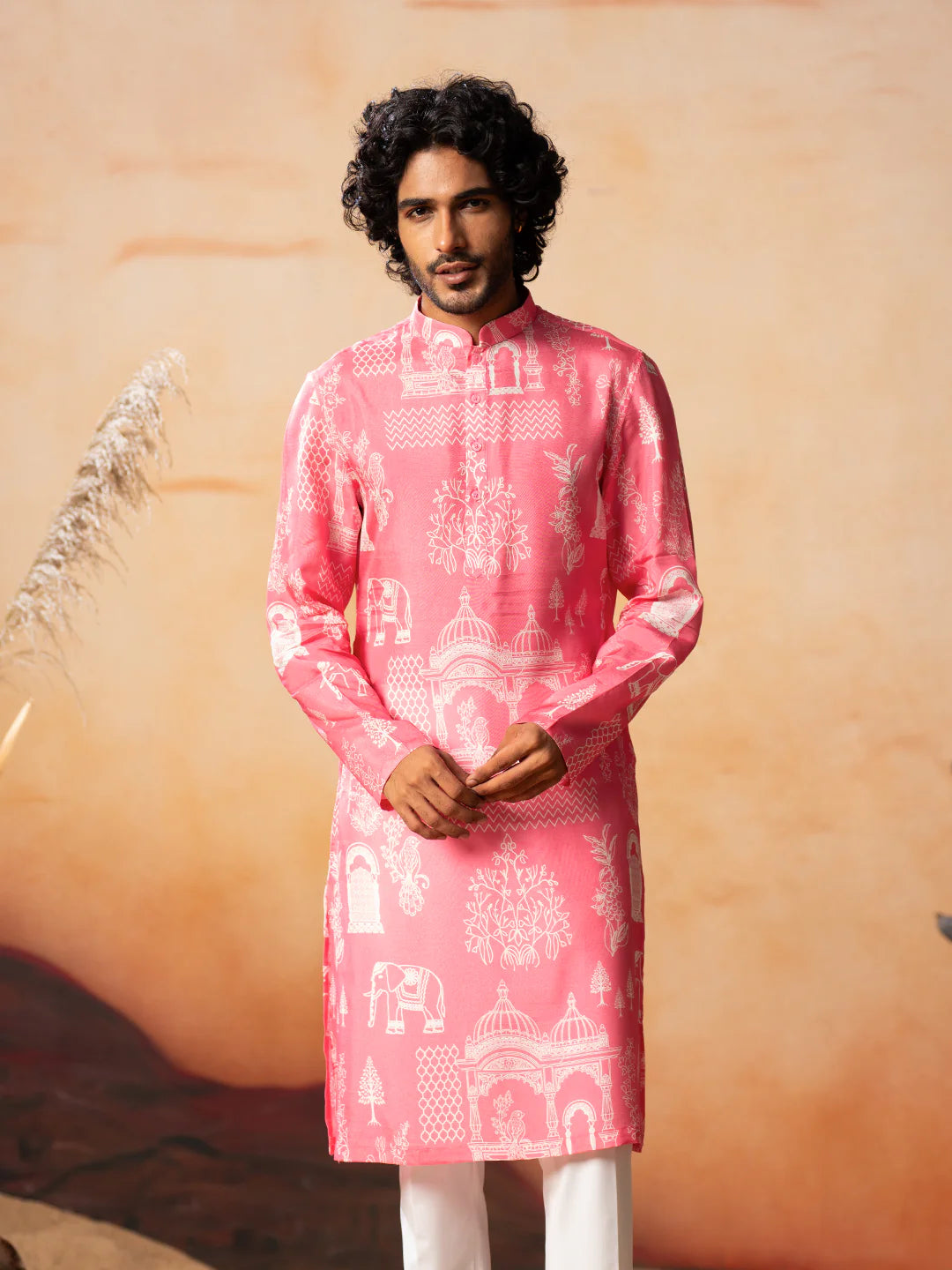 Arco Botanical Architecture Traditional Printed Silk Kurta