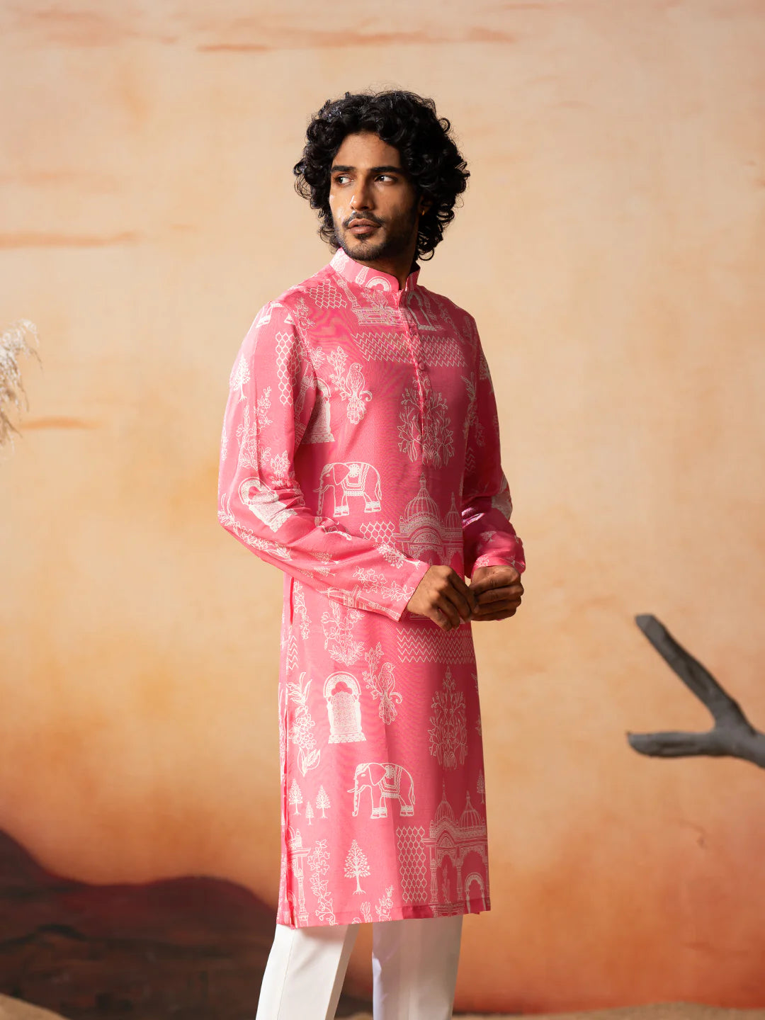 Arco Botanical Architecture Traditional Printed Silk Kurta