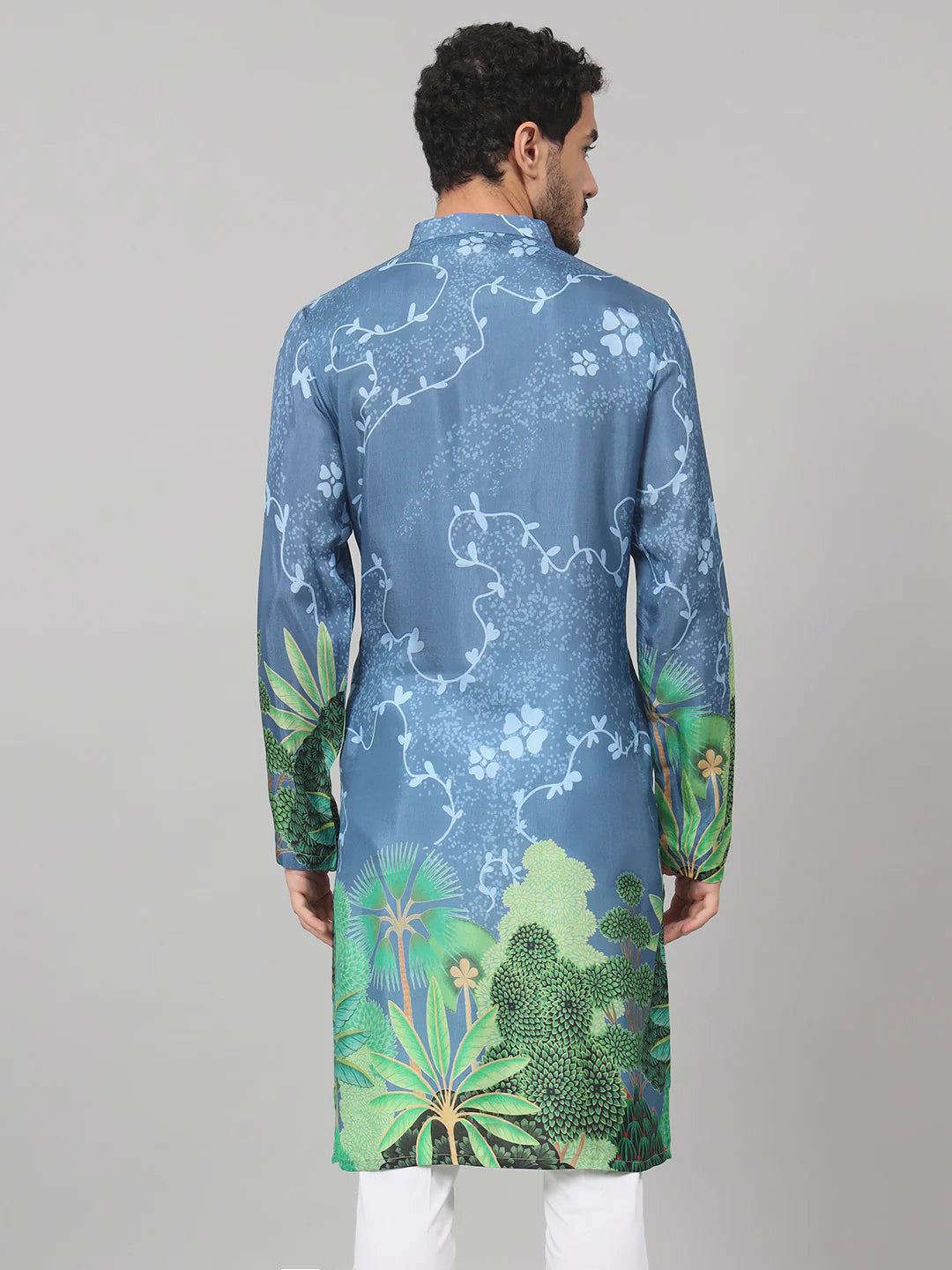 Vriksh Tree Bark Classy Print Silk Kurta