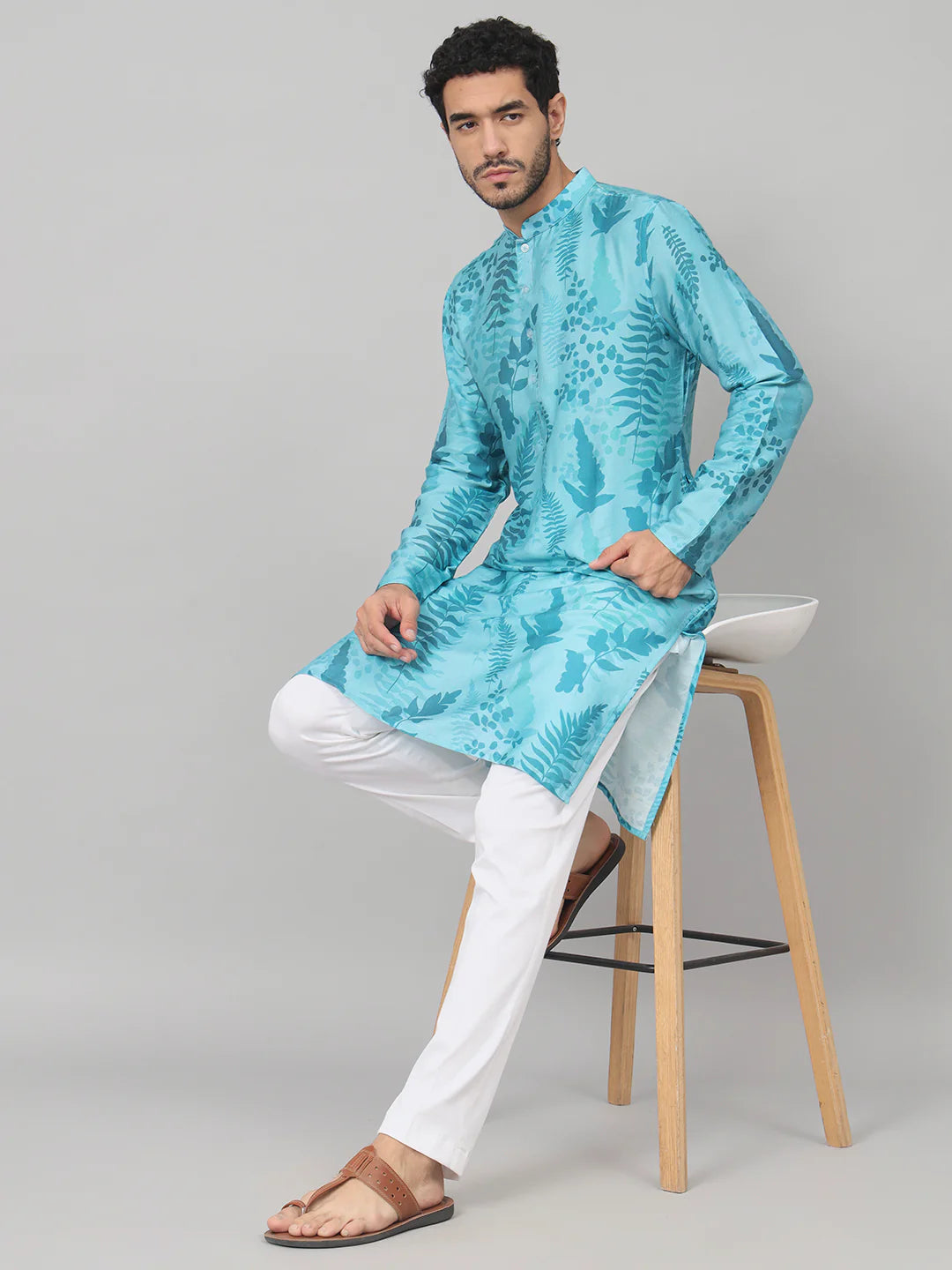 Hojas Breezy Leaves Print Cotton Kurta