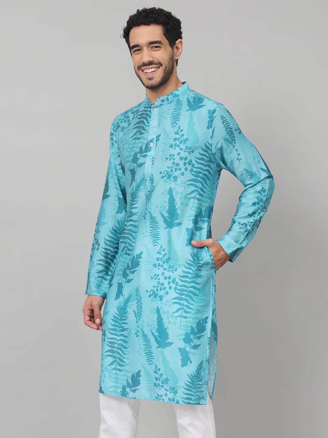 Hojas Breezy Leaves Print Cotton Kurta