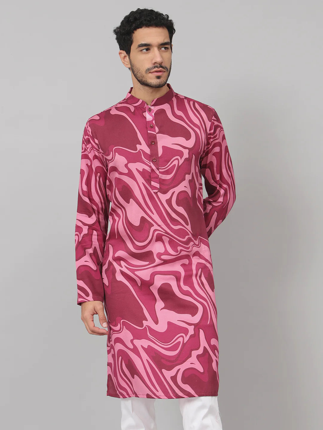 Marmore Abstract Marble Print Cotton Kurta