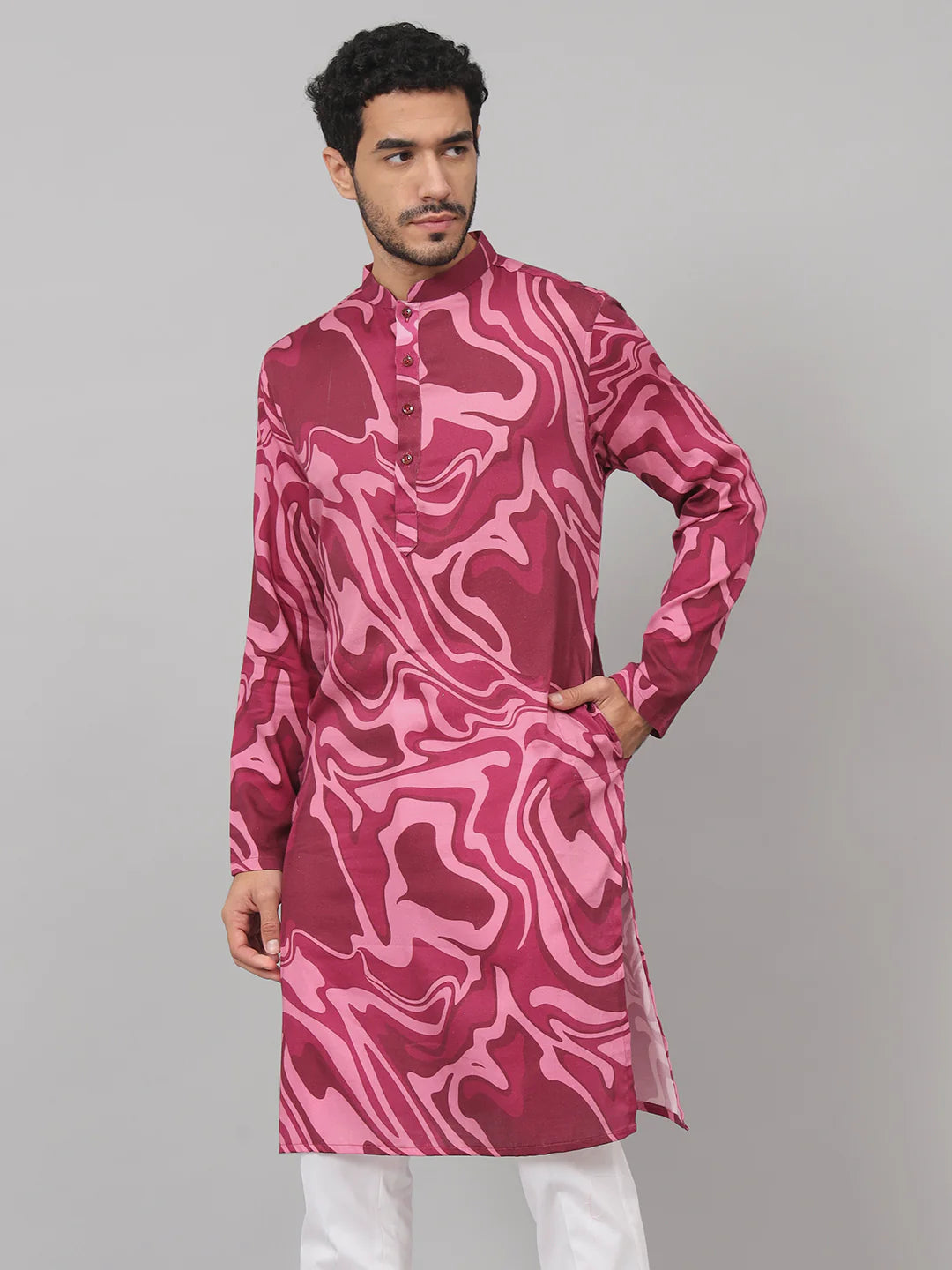 Marmore Abstract Marble Print Cotton Kurta
