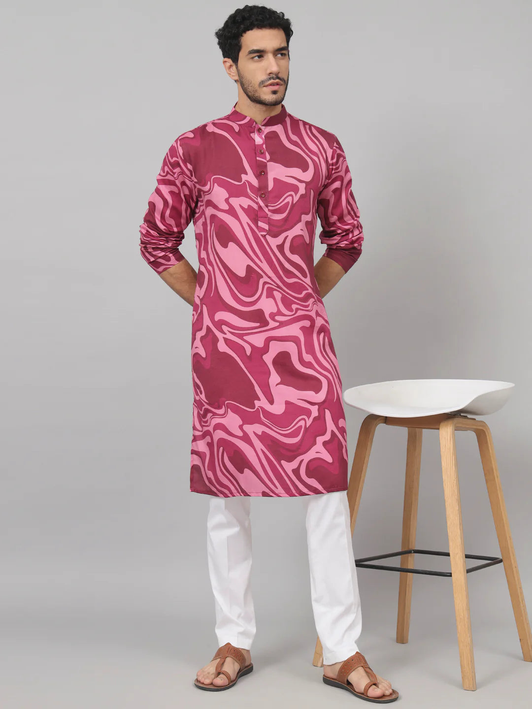 Marmore Abstract Marble Print Cotton Kurta