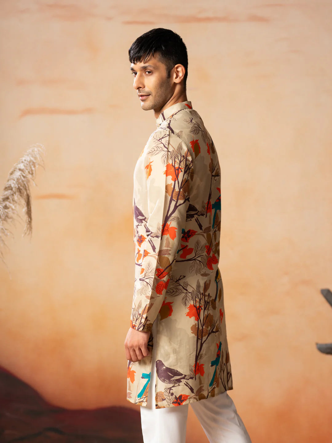 Serene Serenity Bird Themed Print Cotton Kurta