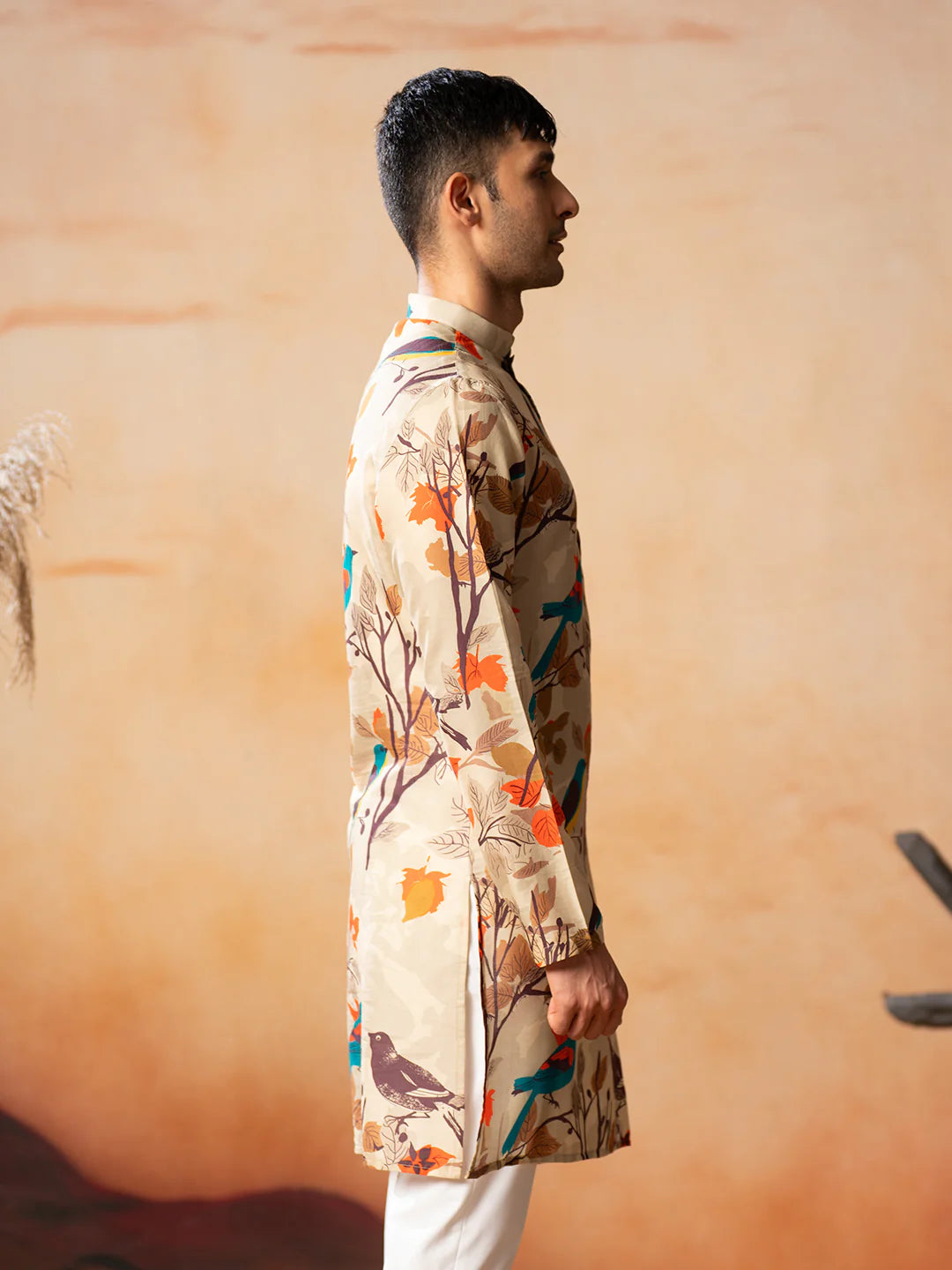 Serene Serenity Bird Themed Print Cotton Kurta