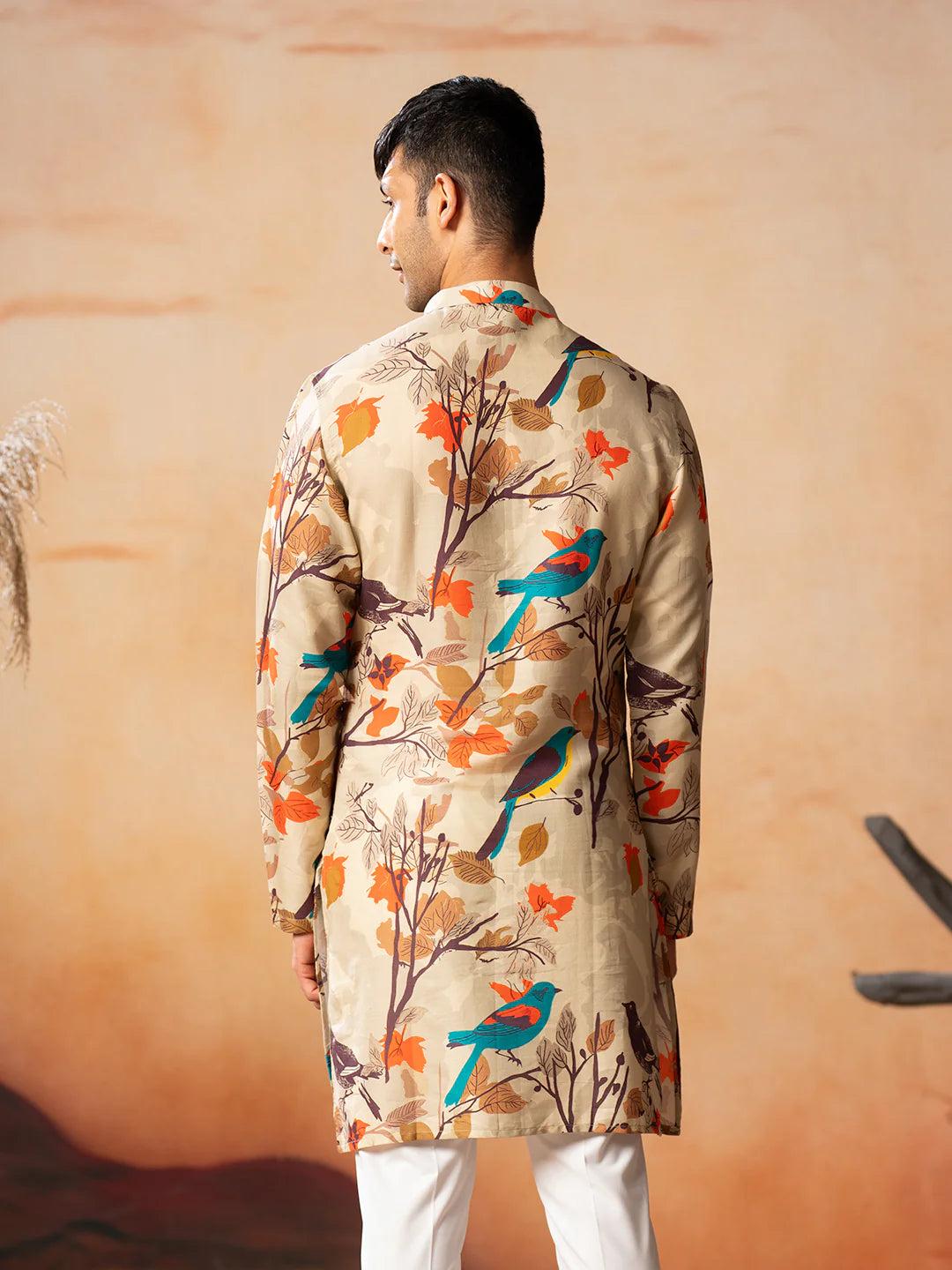 Serene Serenity Bird Themed Print Cotton Kurta