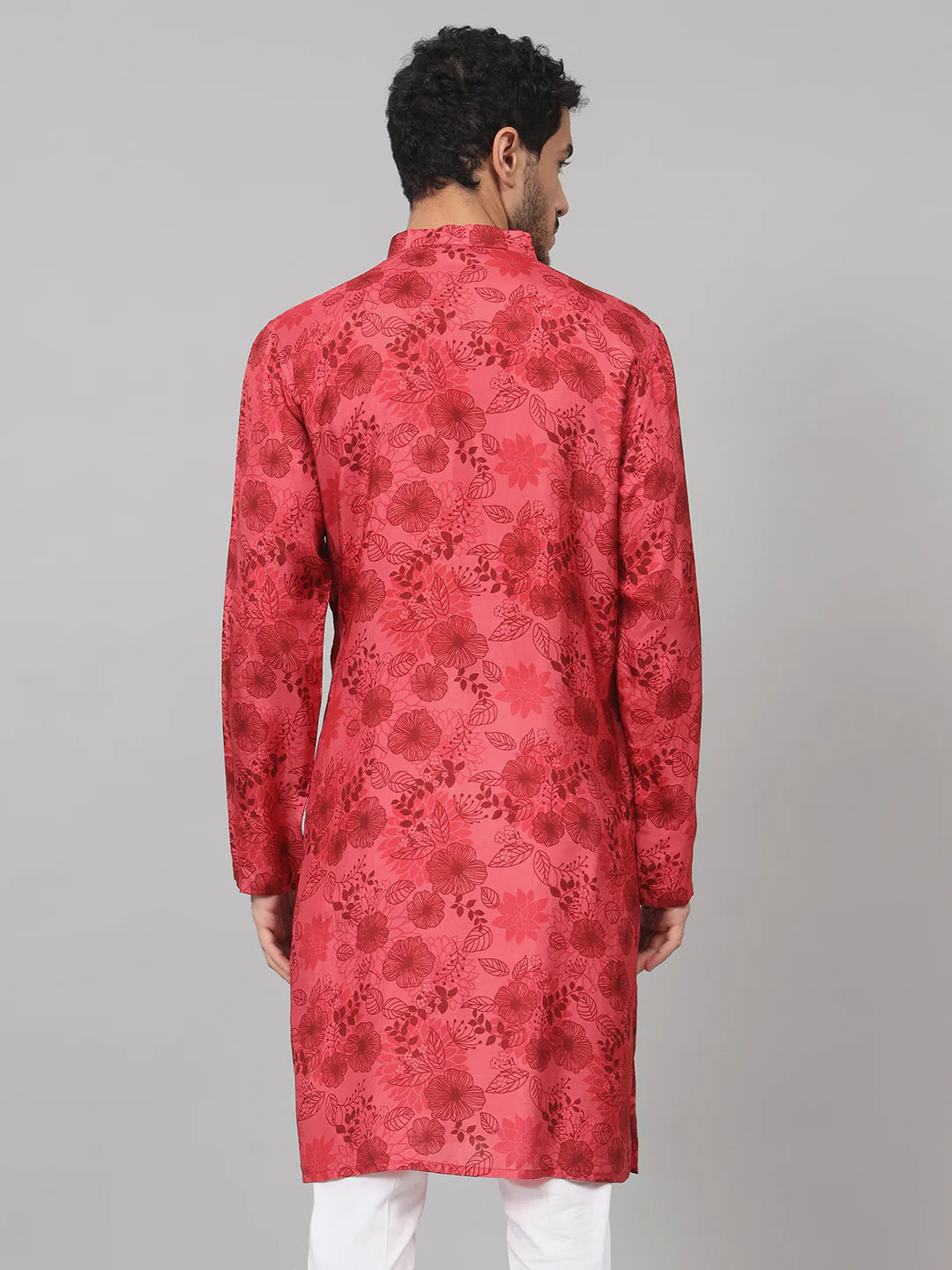 Blossomage Floral Print Silk Kurta