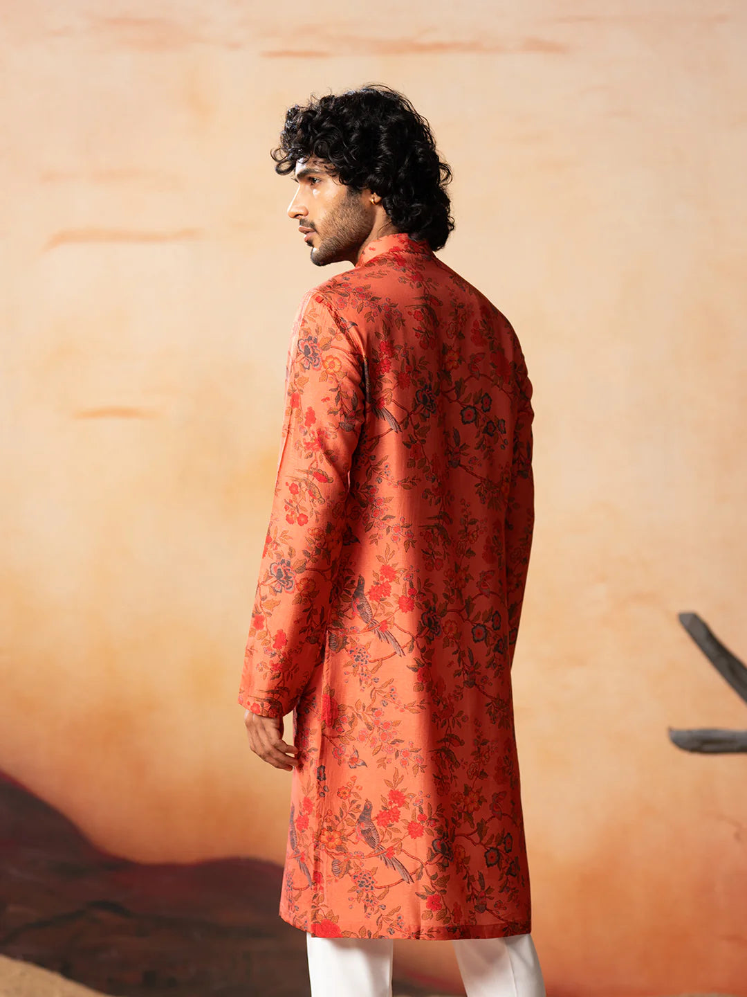 Blume Floral Jal Print Silk Kurta