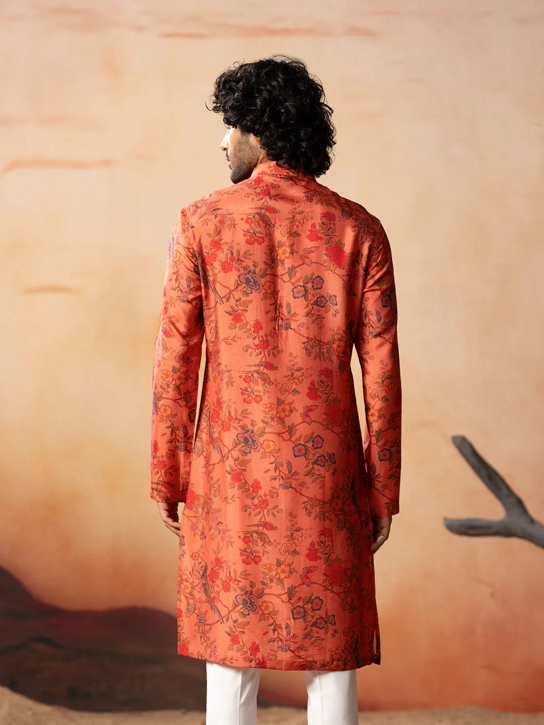 Blume Floral Jal Print Silk Kurta