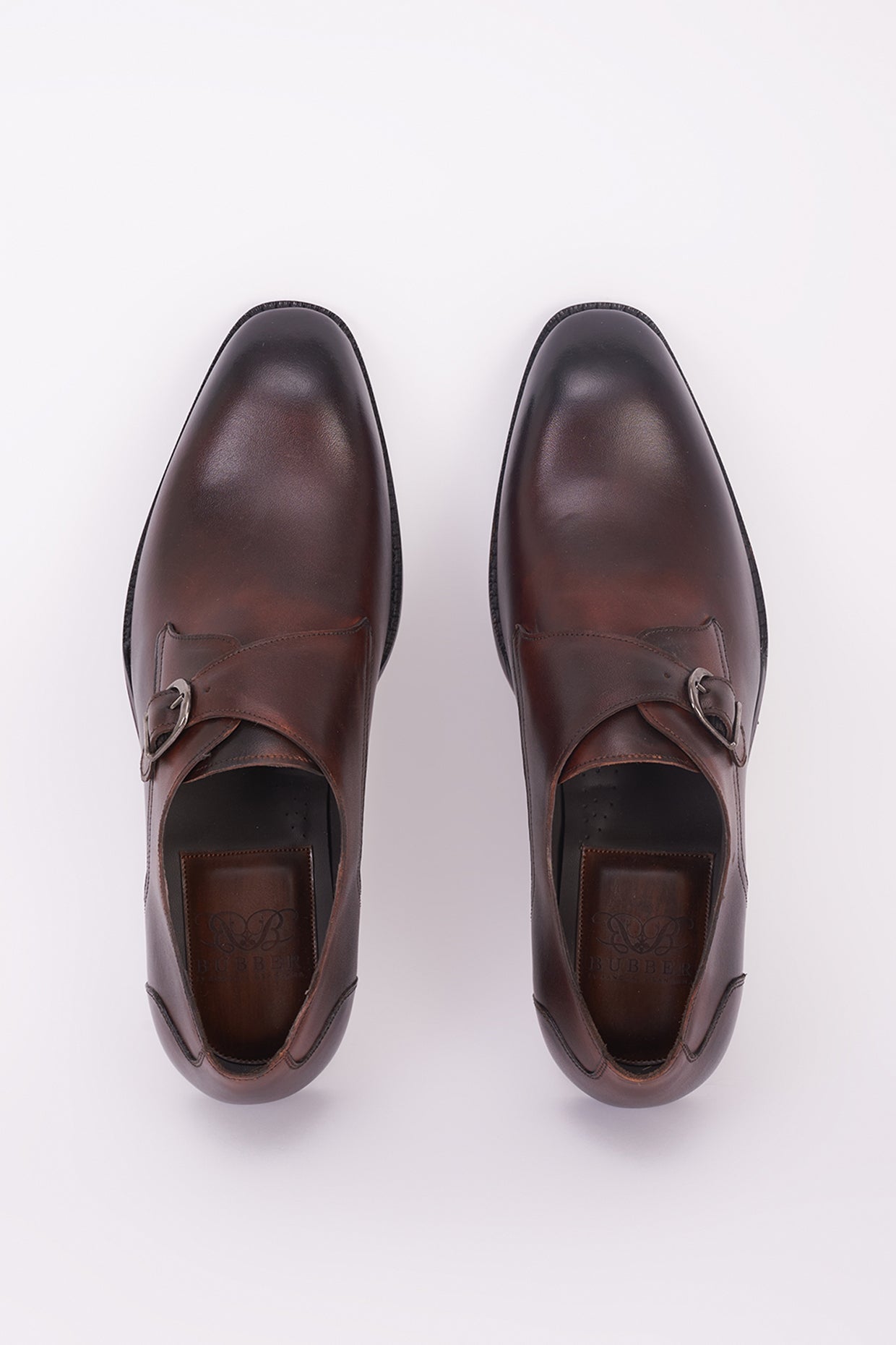 Dark brown single monk strap Italian leather shoes