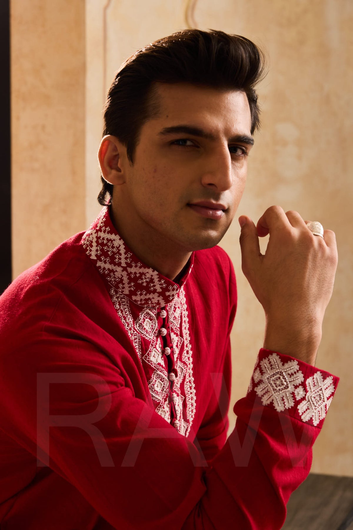 EMBROIDERED RED KURTA PANT