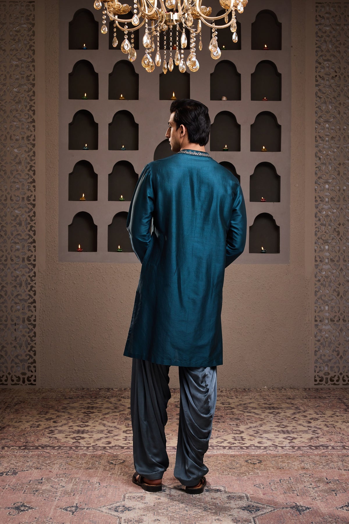 EMBROIDERED CHANDERI KURTA WITH PATIALA SALWAR