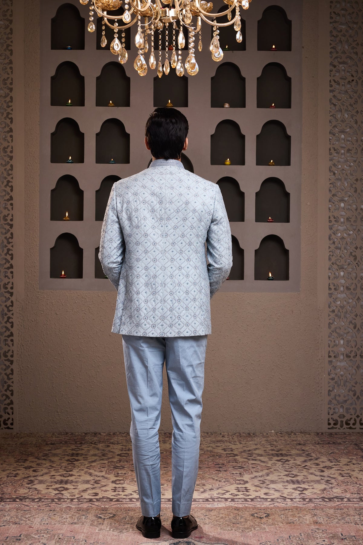 SKY BLUE EMBROIDERED JODHPURI COAT WITH PANT