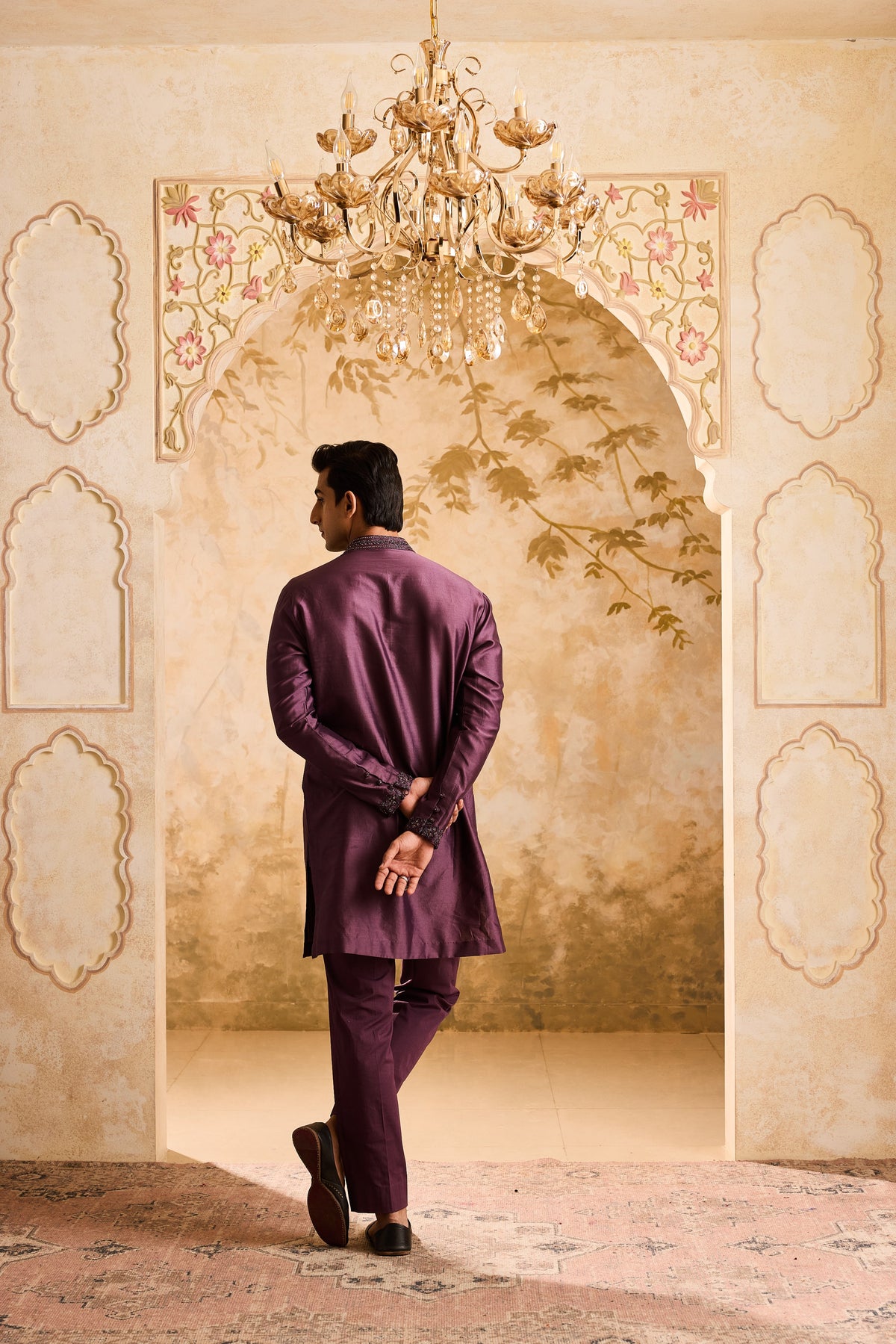 EMBROIDERED WINE KURTA PANT