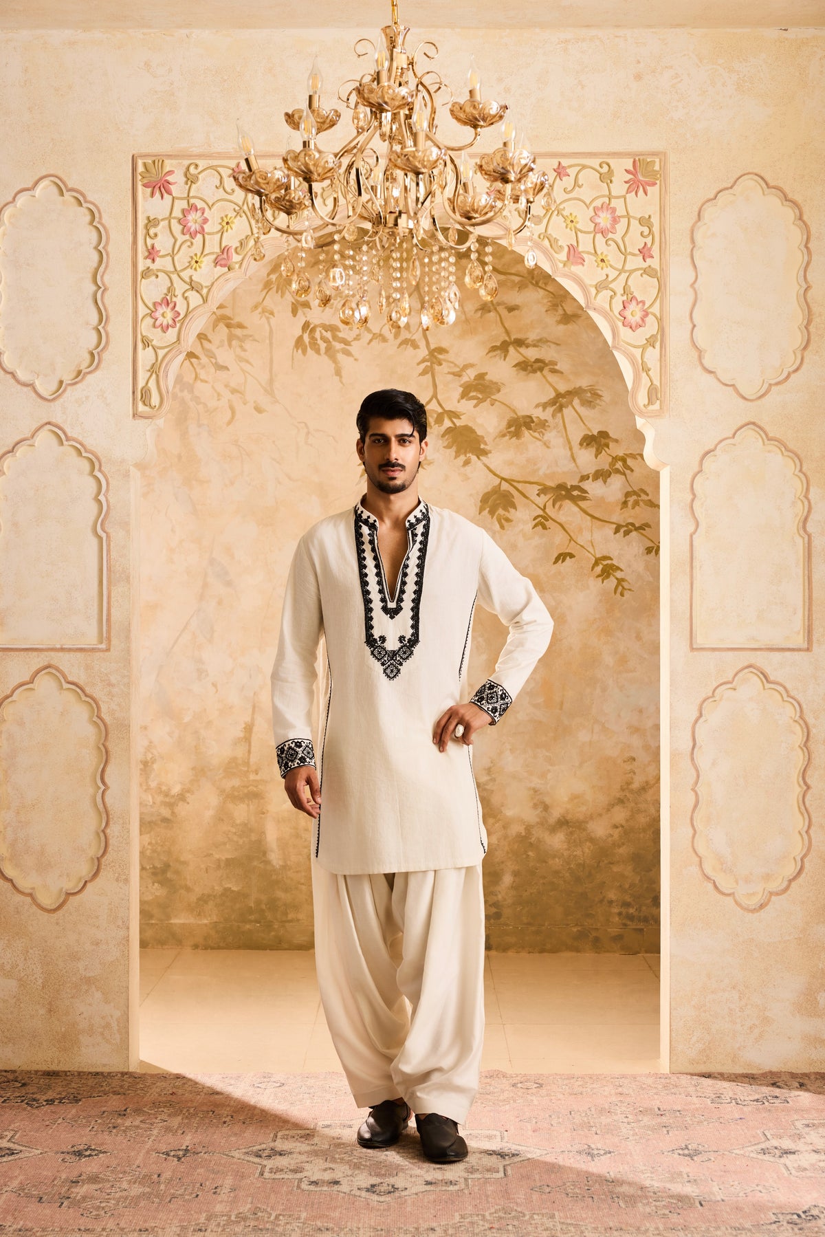 EMBROIDERED WHITE KURTA PATIALA SALWAR