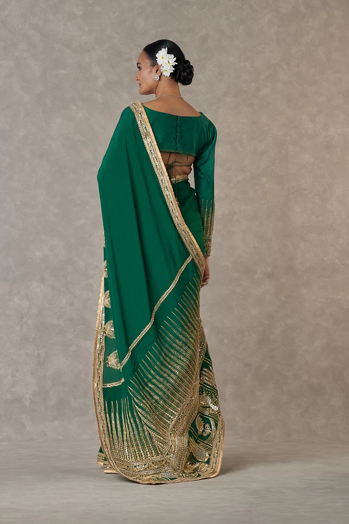 Dark Green 'Son-Patti' Saree 2