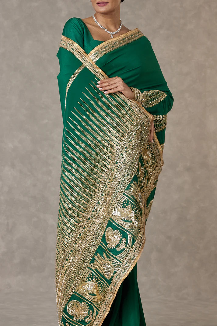 Dark Green 'Son-Patti' Saree 2