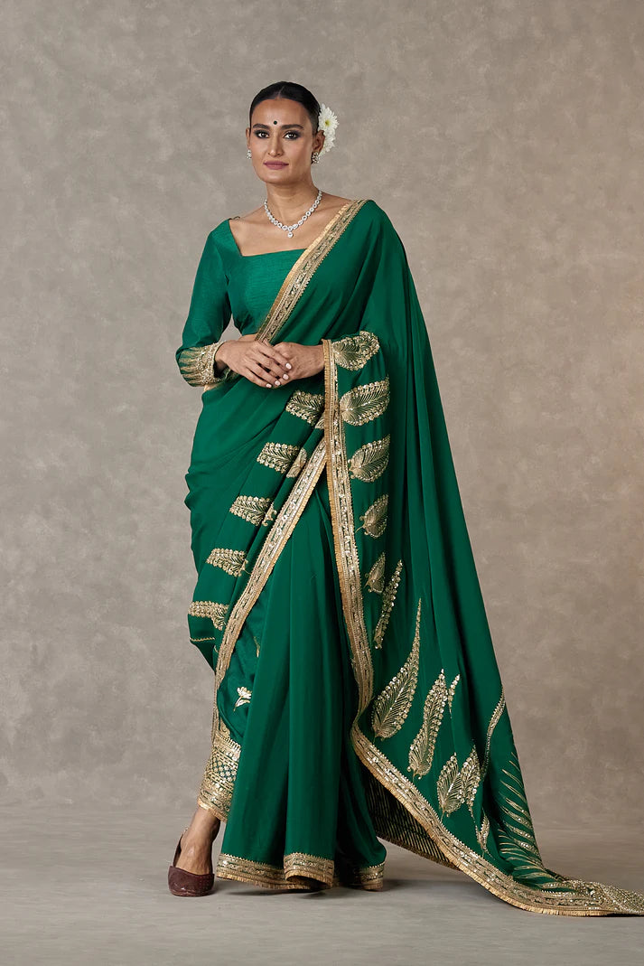 Dark Green 'Son-Patti' Saree 1