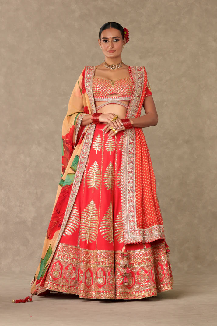 Red Paan Patti Lehenga Set 2