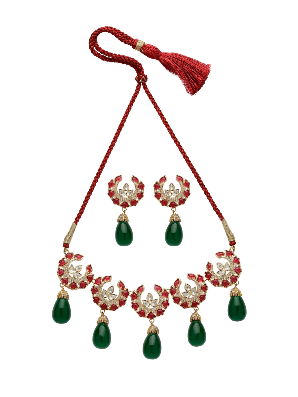 Xago Ruby and Emerald Choker Set with Teardrop Accents