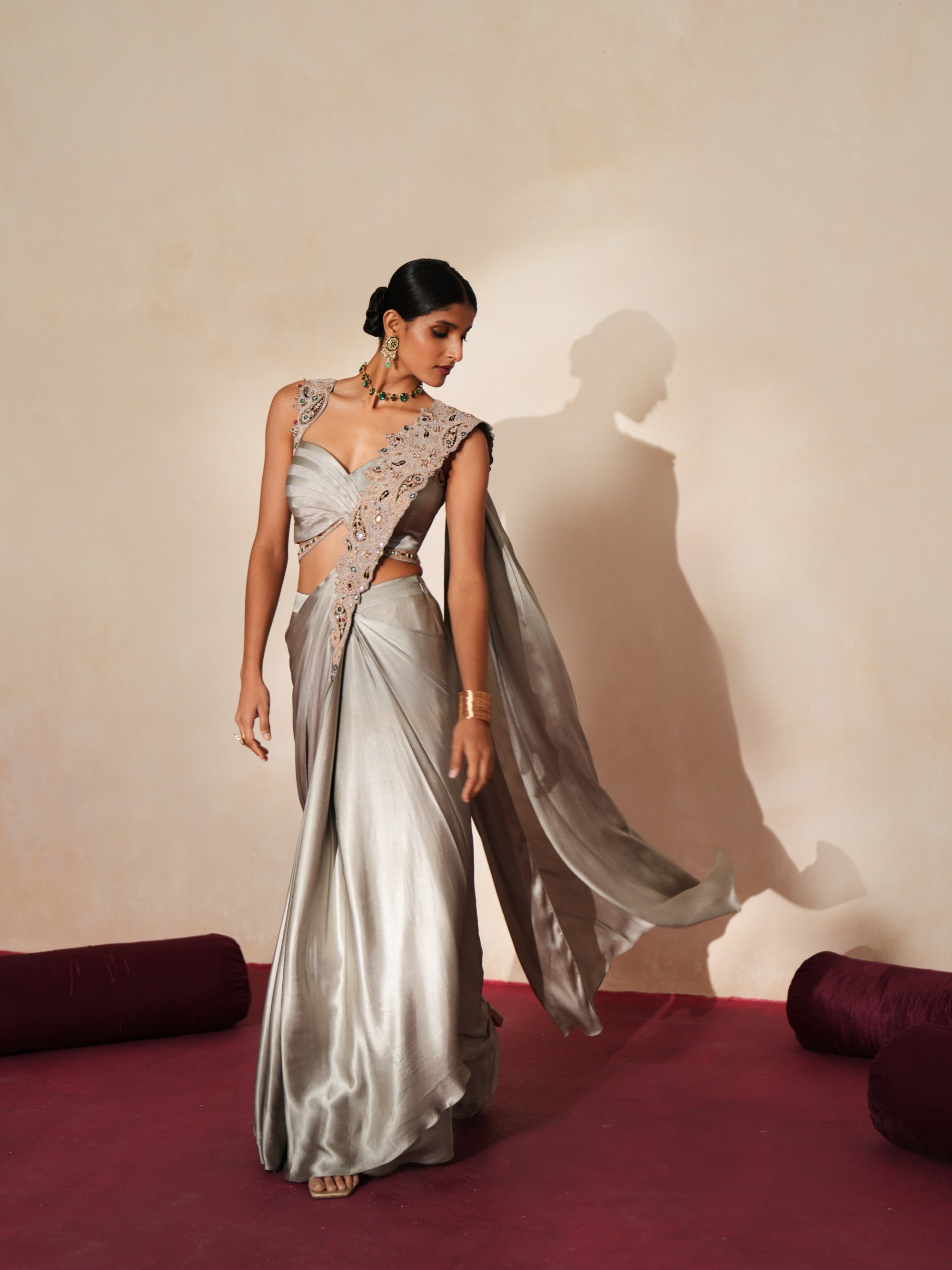 Rajatnoor pre draped saree set