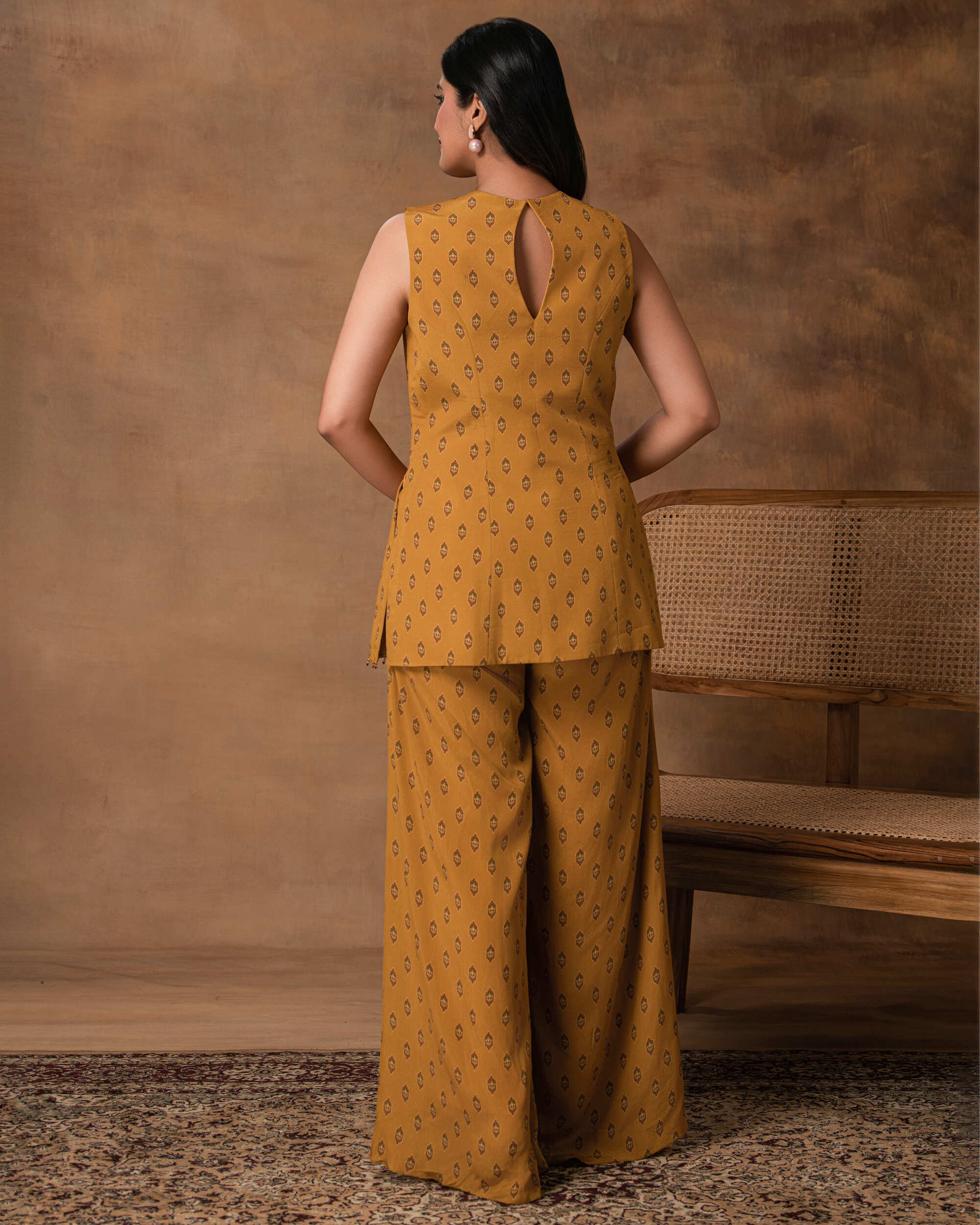 Mustard Gold Peplum Co-Ord Set