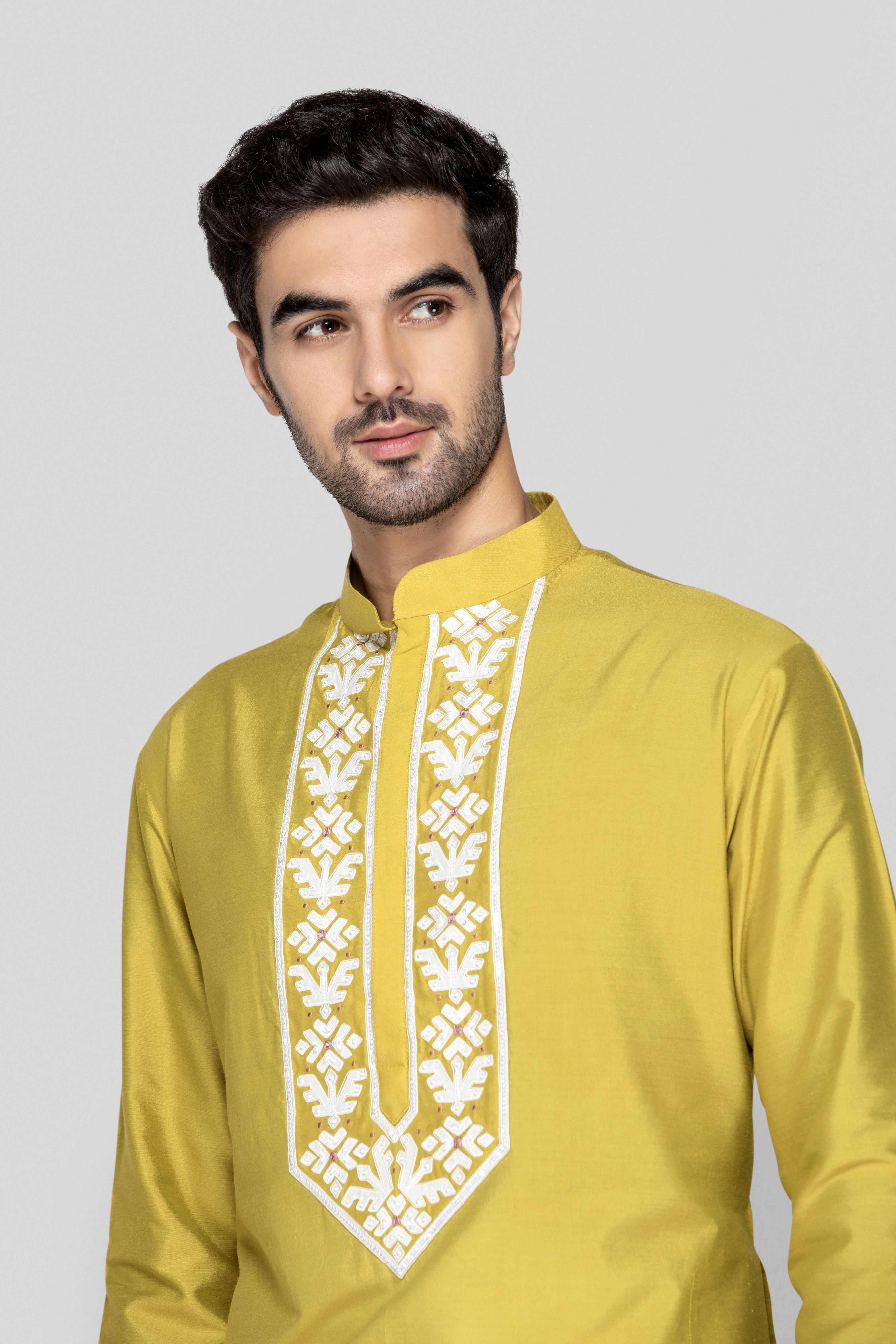 Bright Green Applique Kurta Set