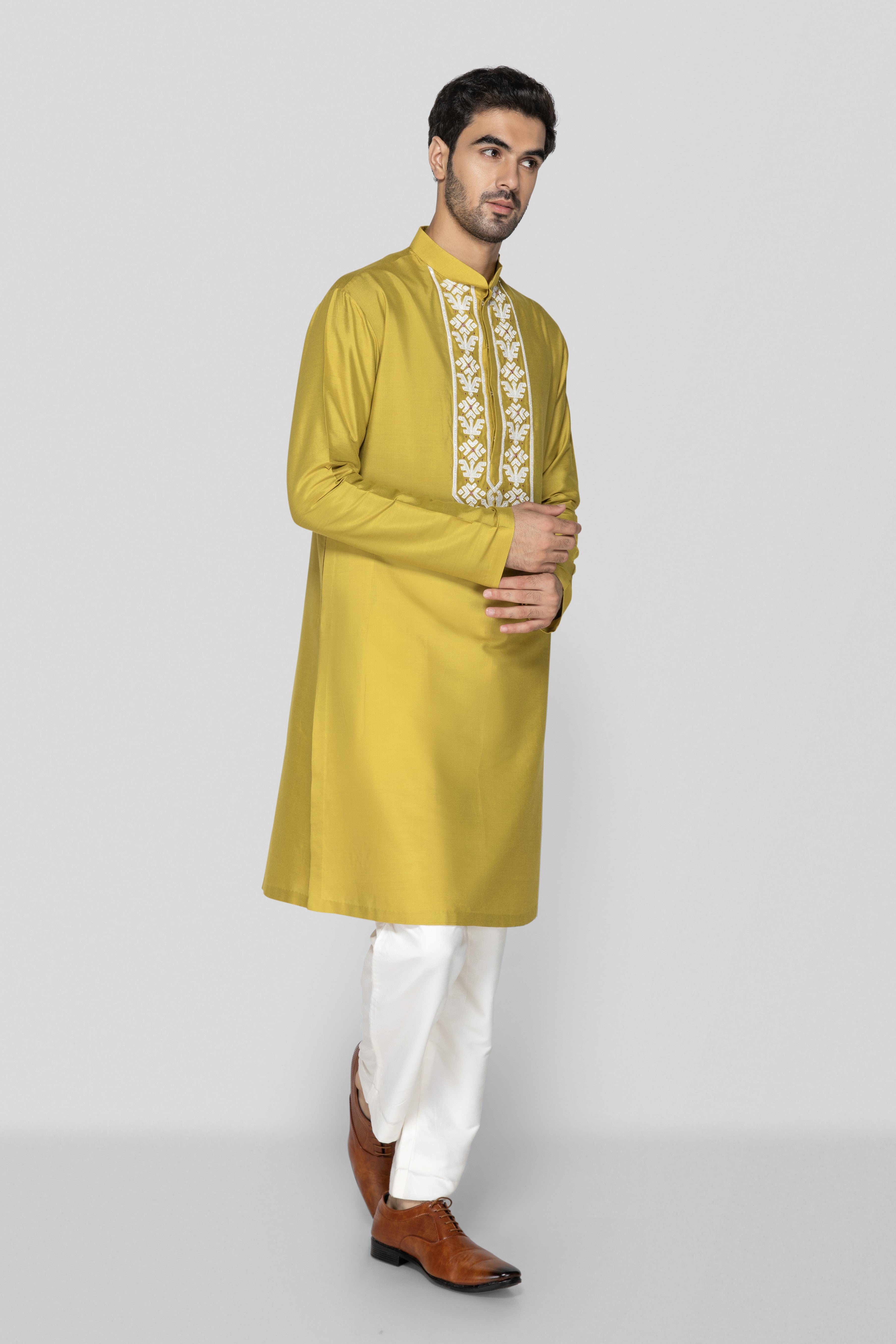 Bright Green Applique Kurta Set