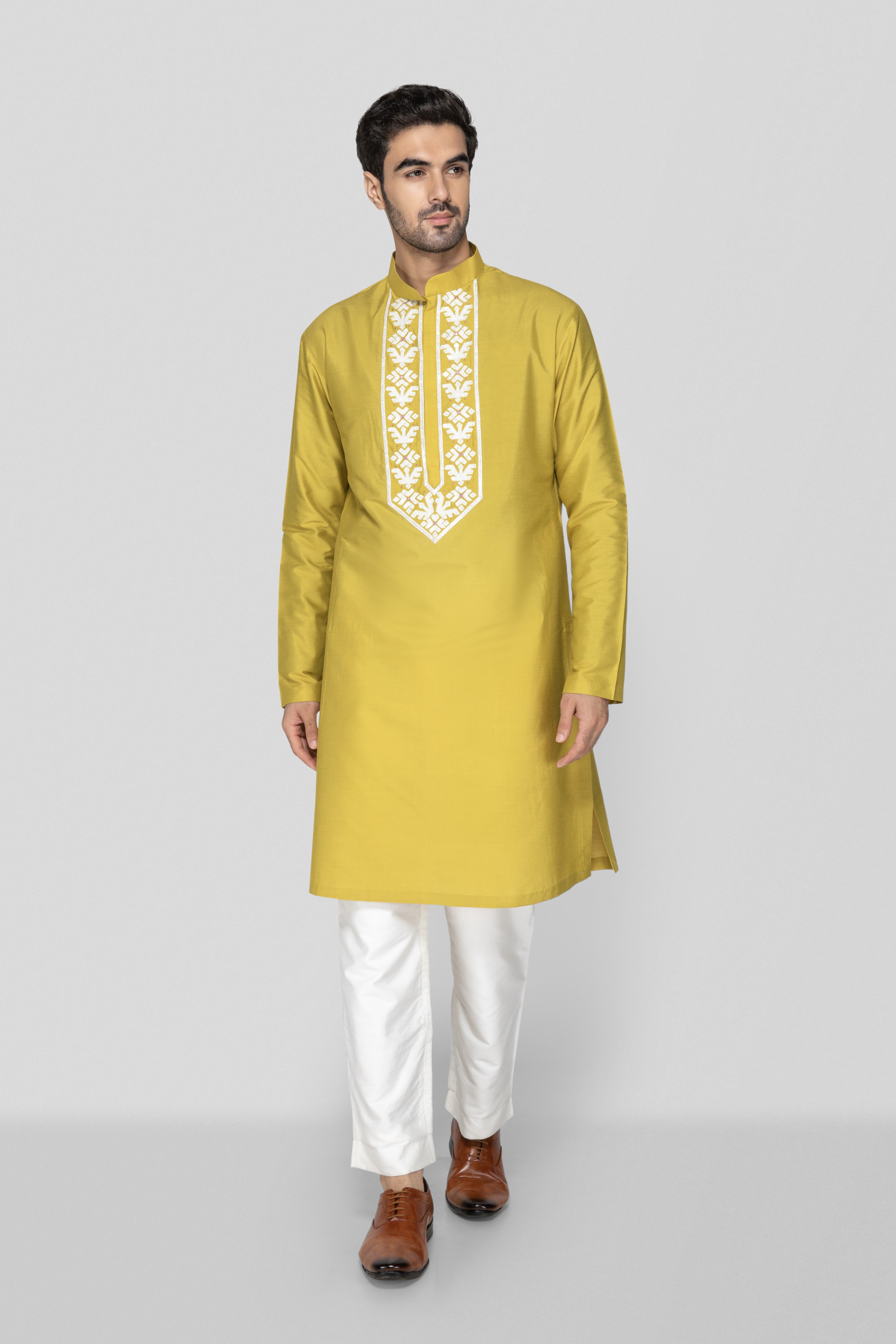 Bright Green Applique Kurta Set
