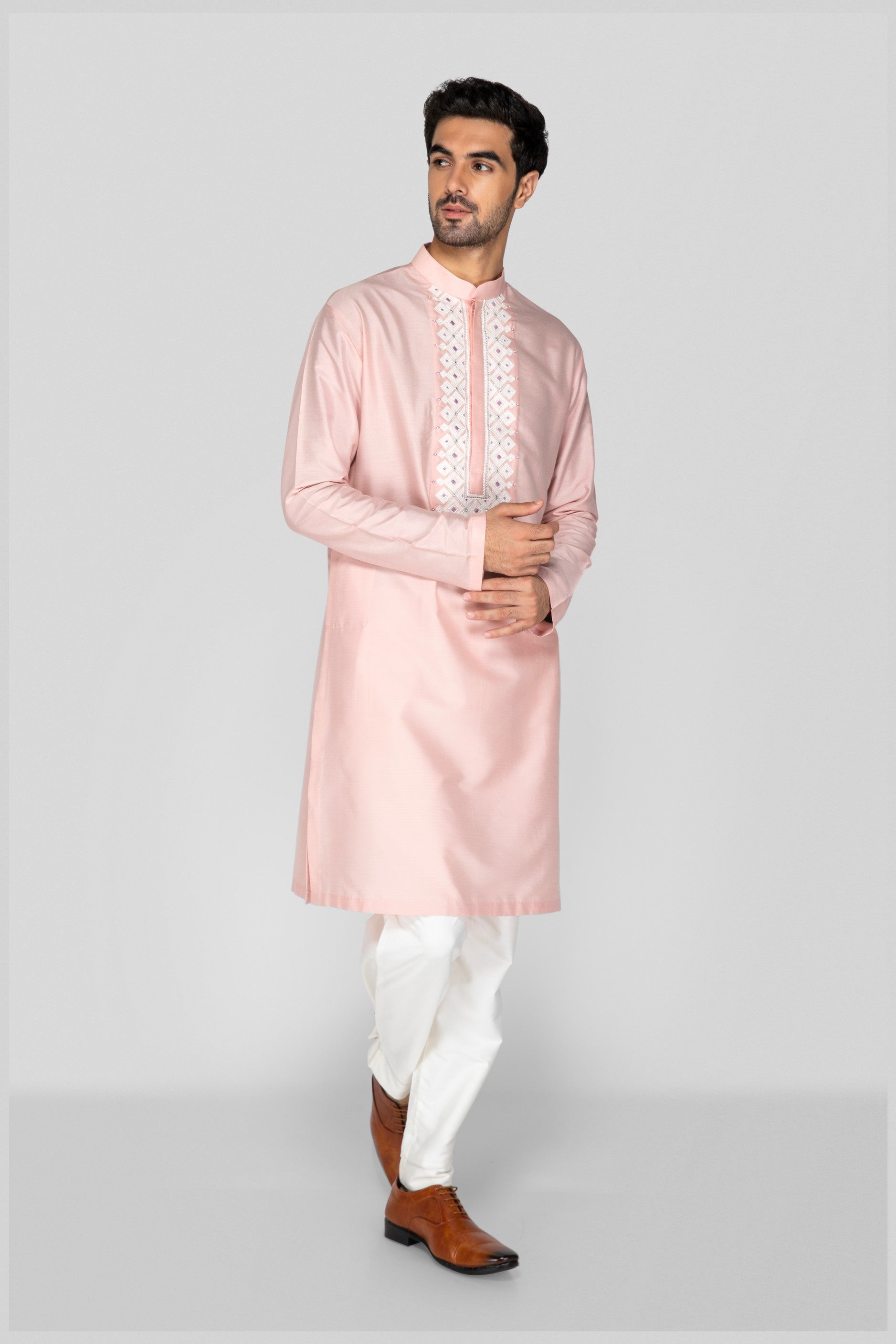 Peach Applique Kurta Set