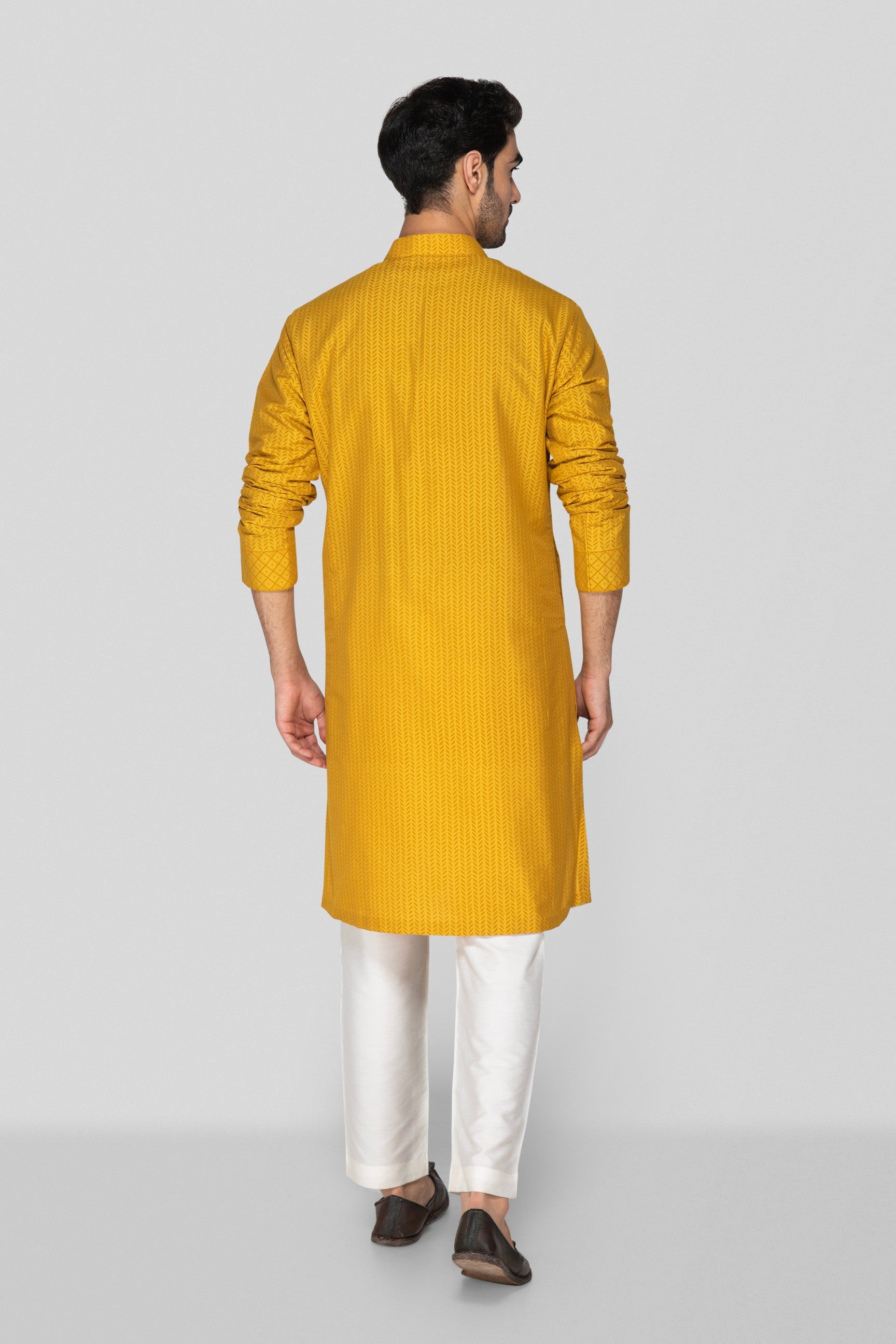 Mustard Yellow Embroidered Yoke Kurta Set