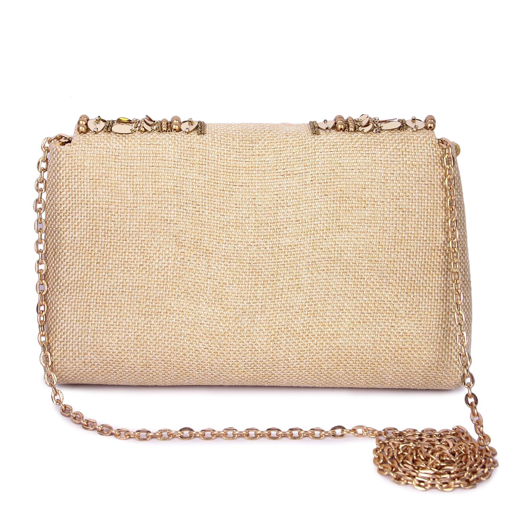 Boho gold beige clutch