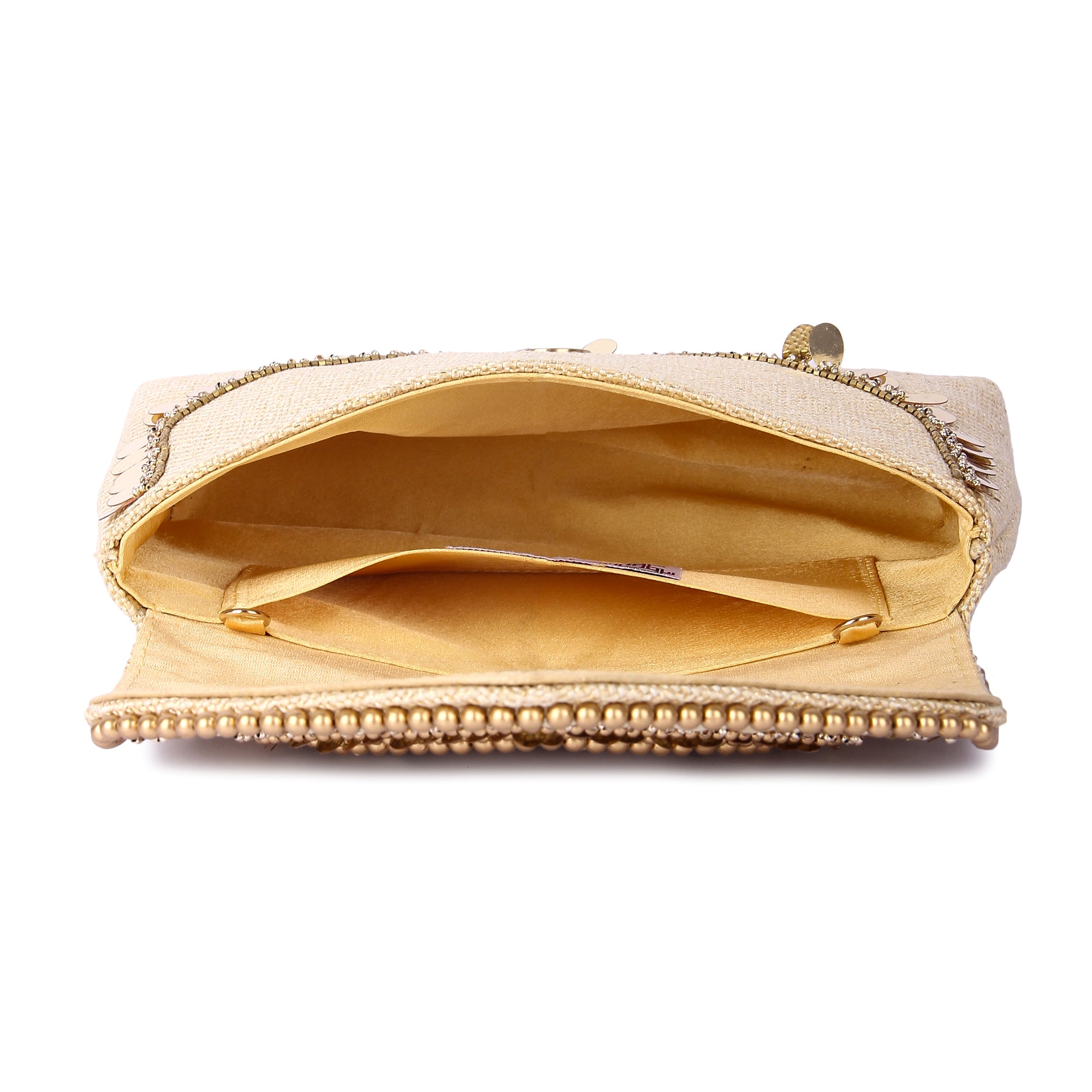 Boho gold beige clutch