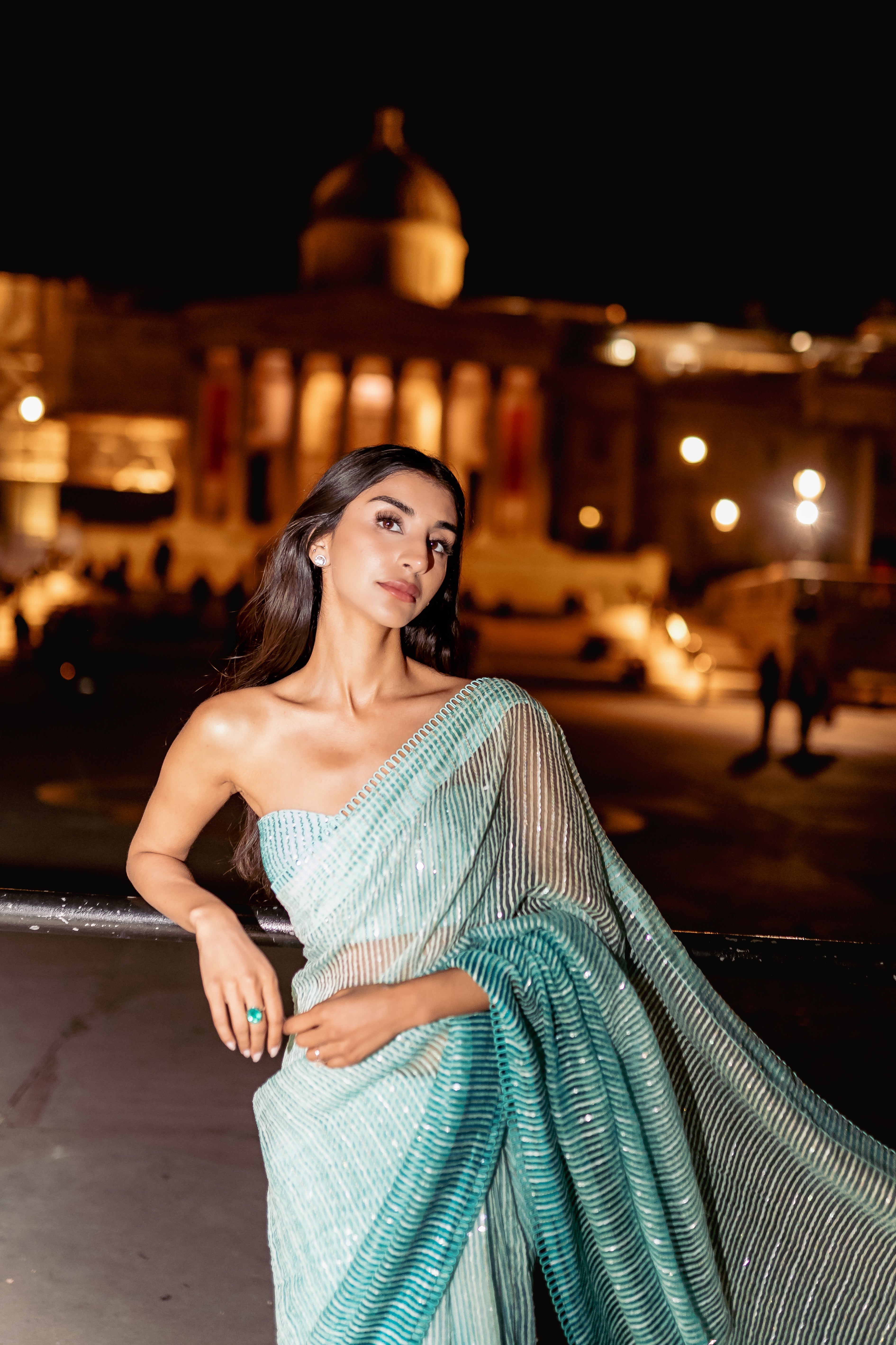 Sage green handloon organza saree