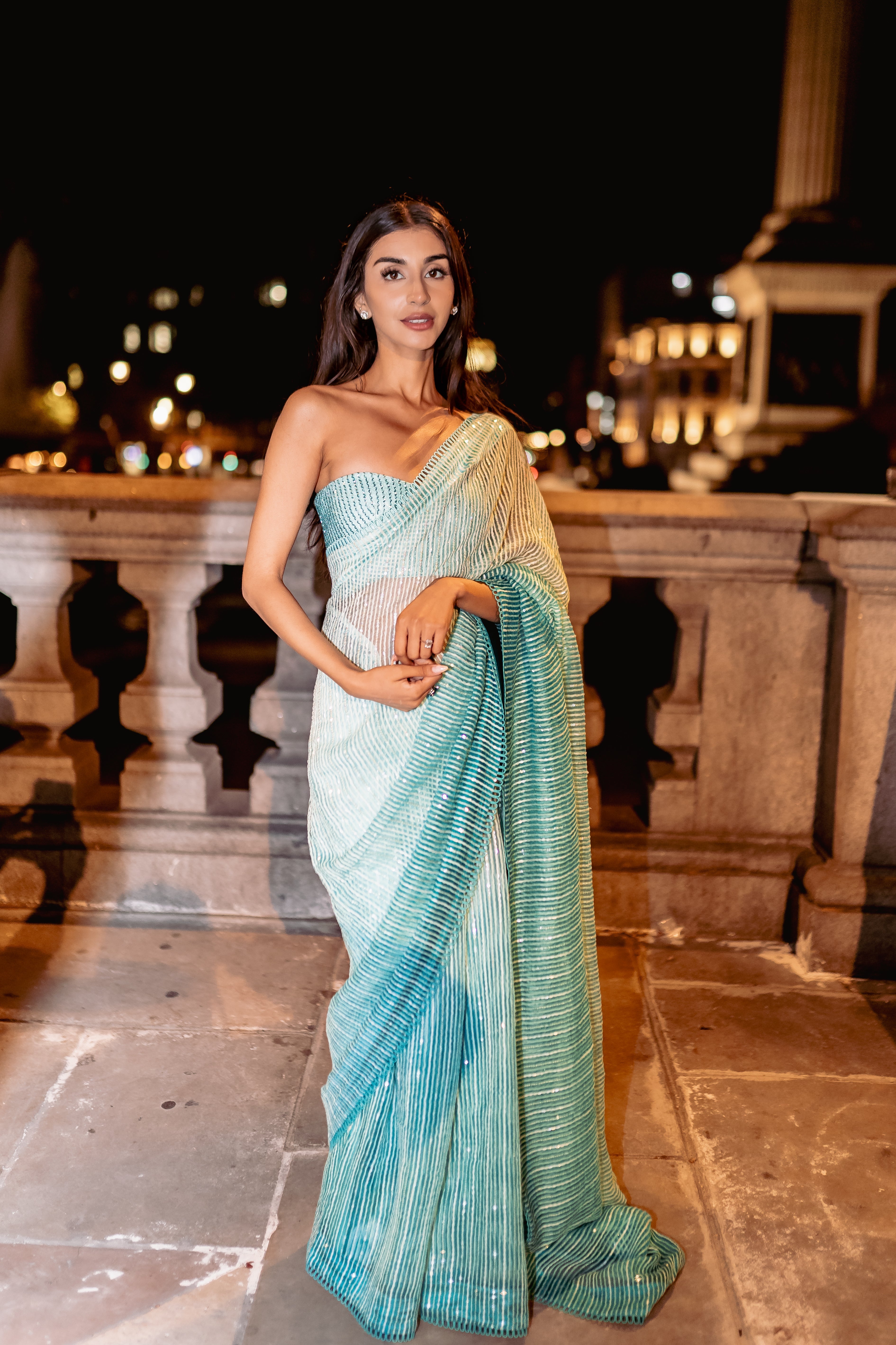 Sage green handloon organza saree