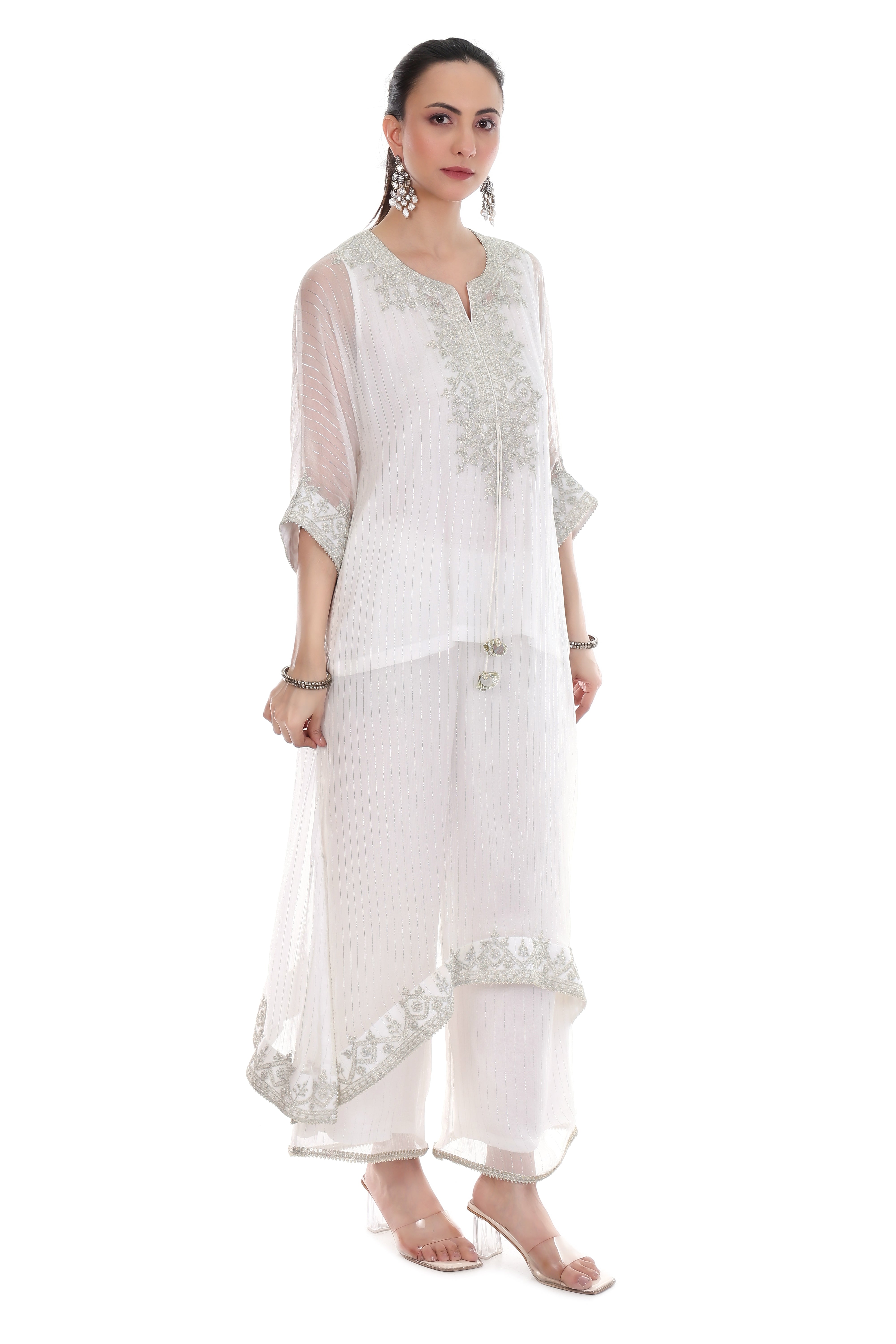 White Embroidered Kaftaan Set