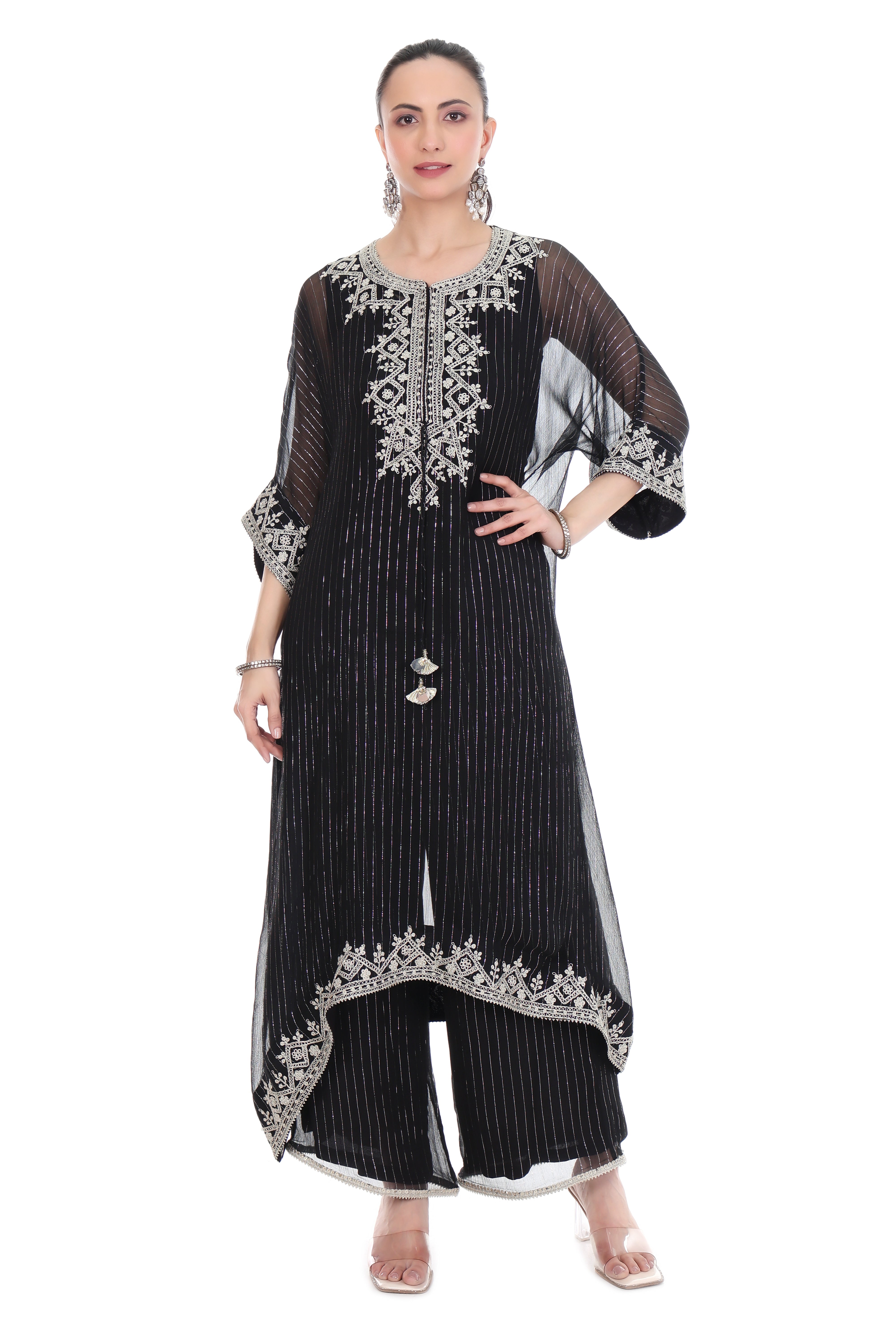 Black Embroidered Kaftaan Set