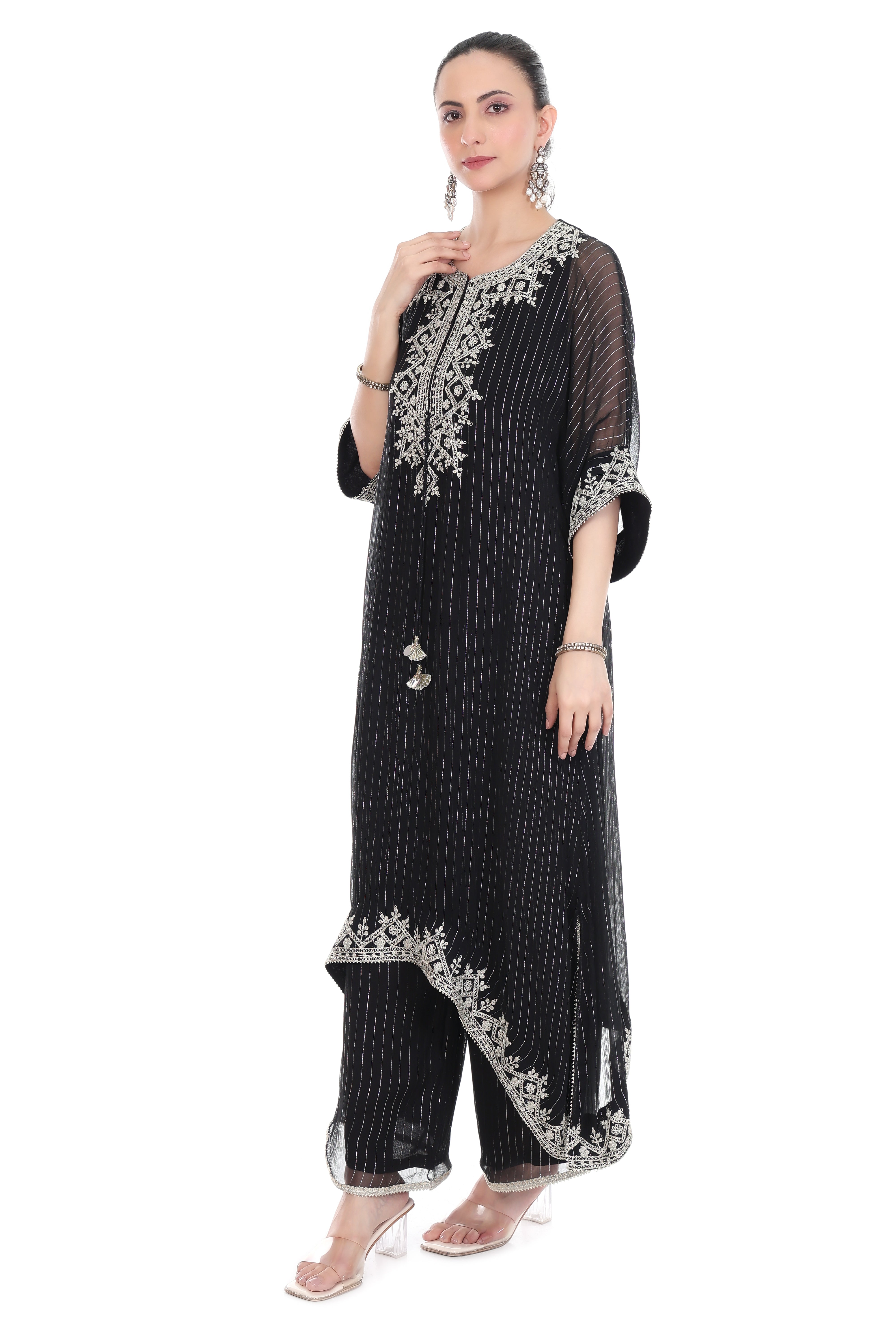 Black Embroidered Kaftaan Set