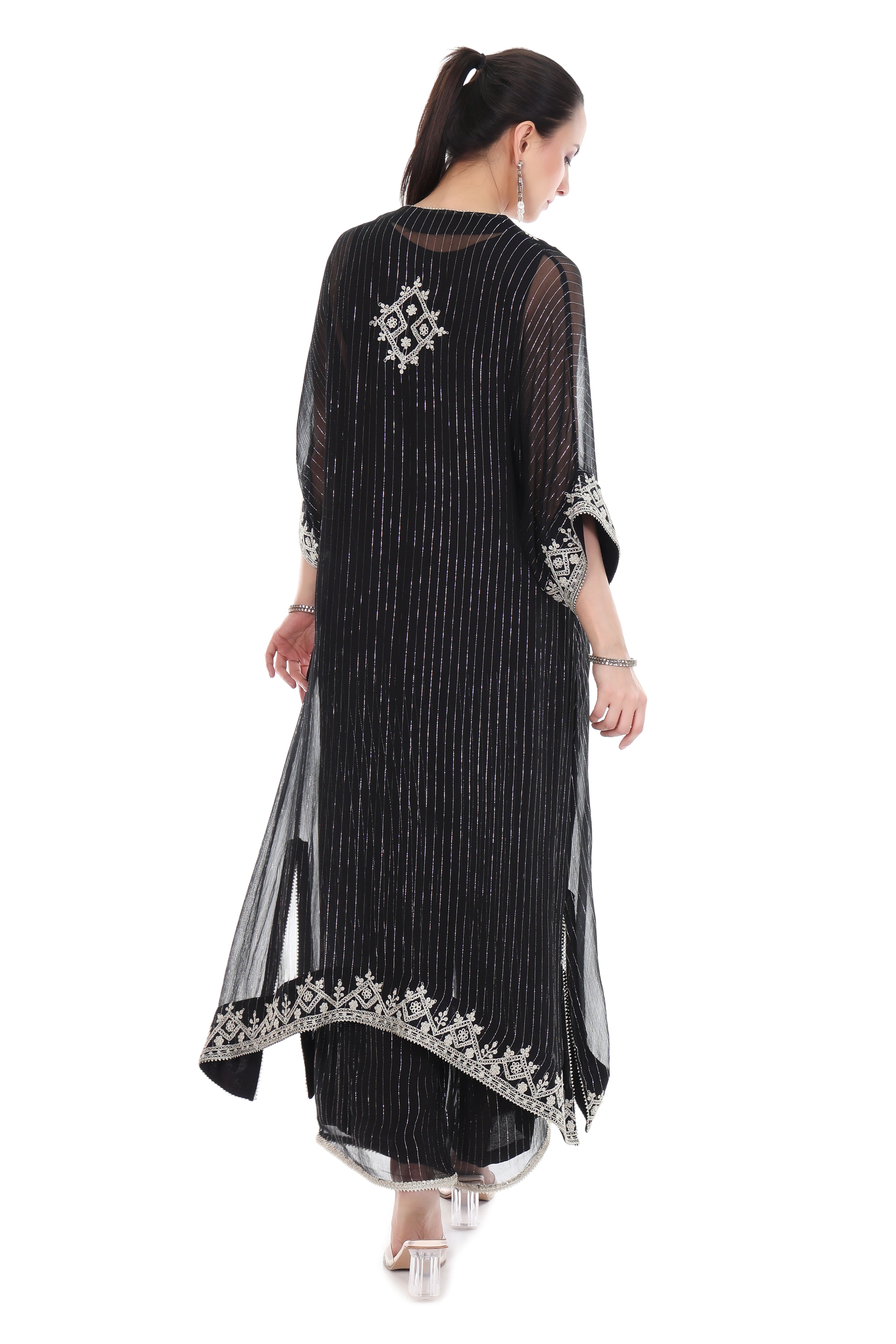 Black Embroidered Kaftaan Set