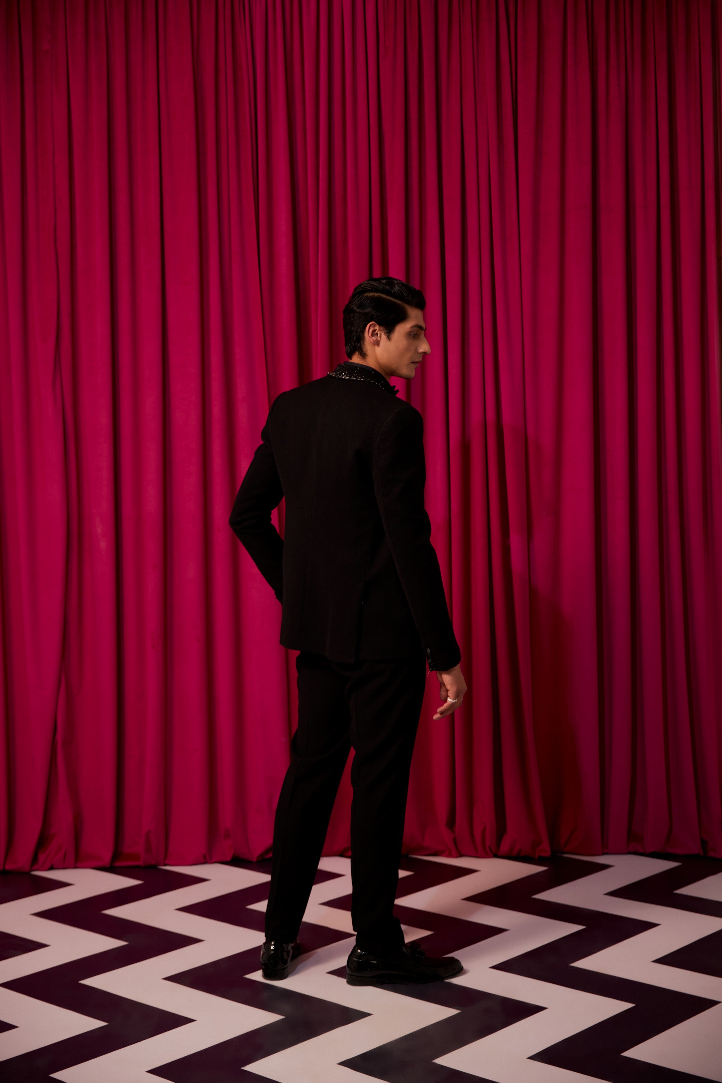 Crisp black tuxedo set