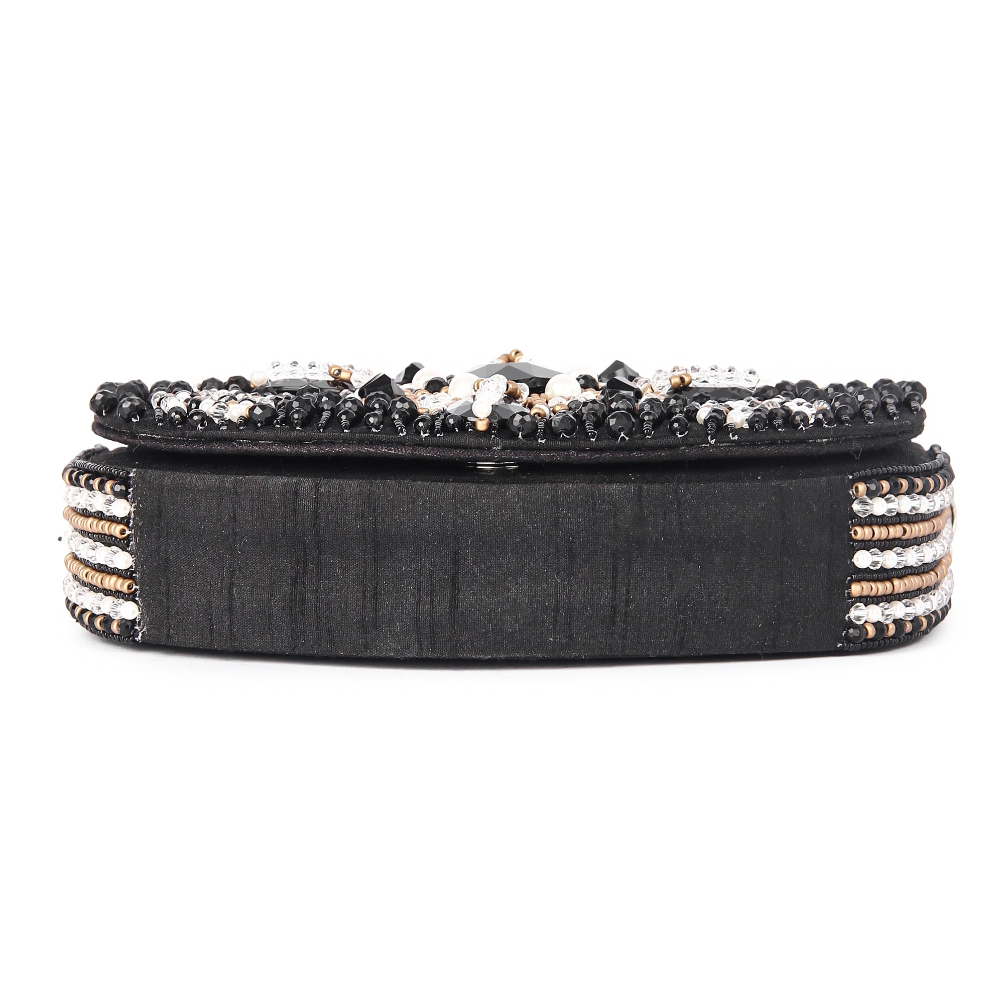 Black D shaped clutch