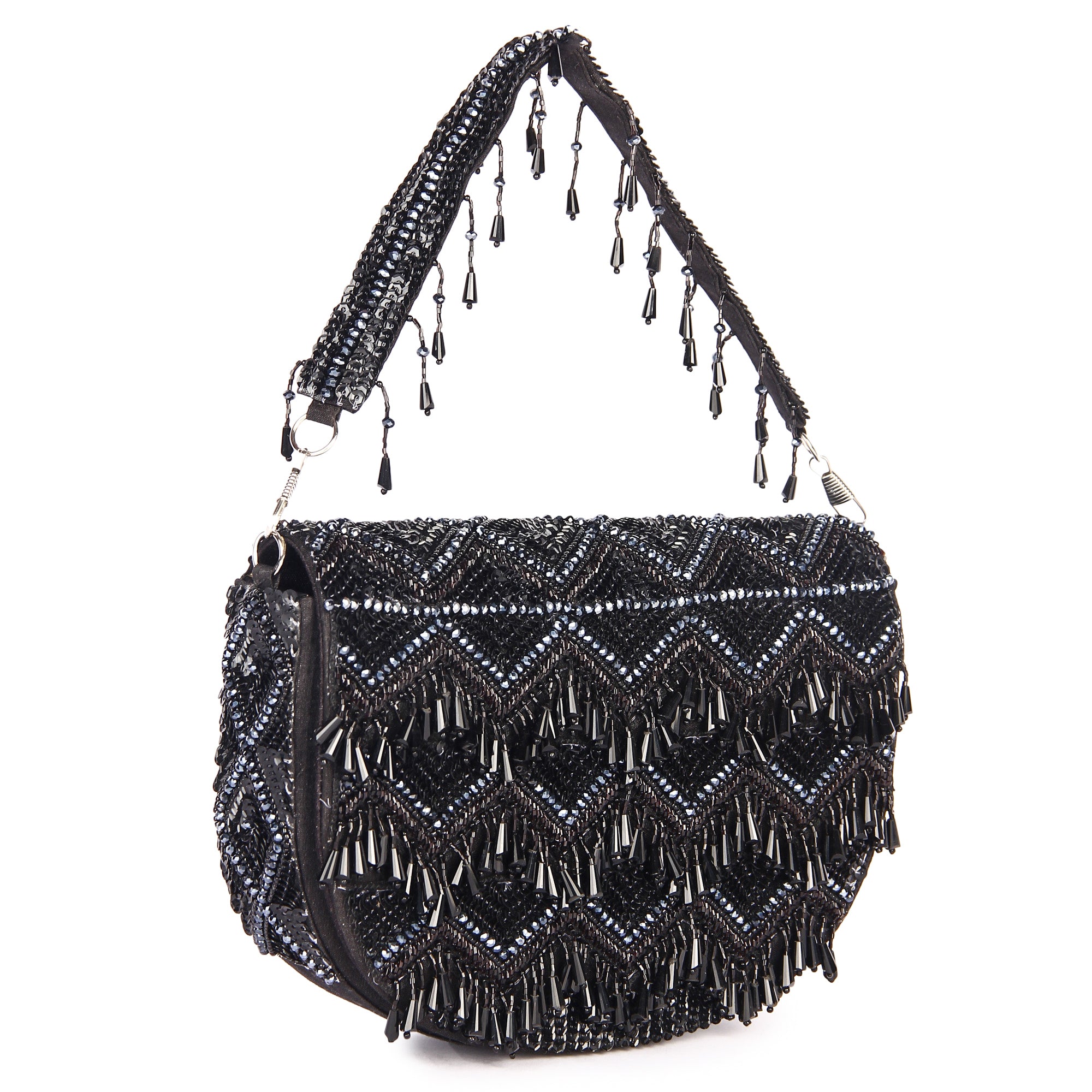 Black tasselly clutch