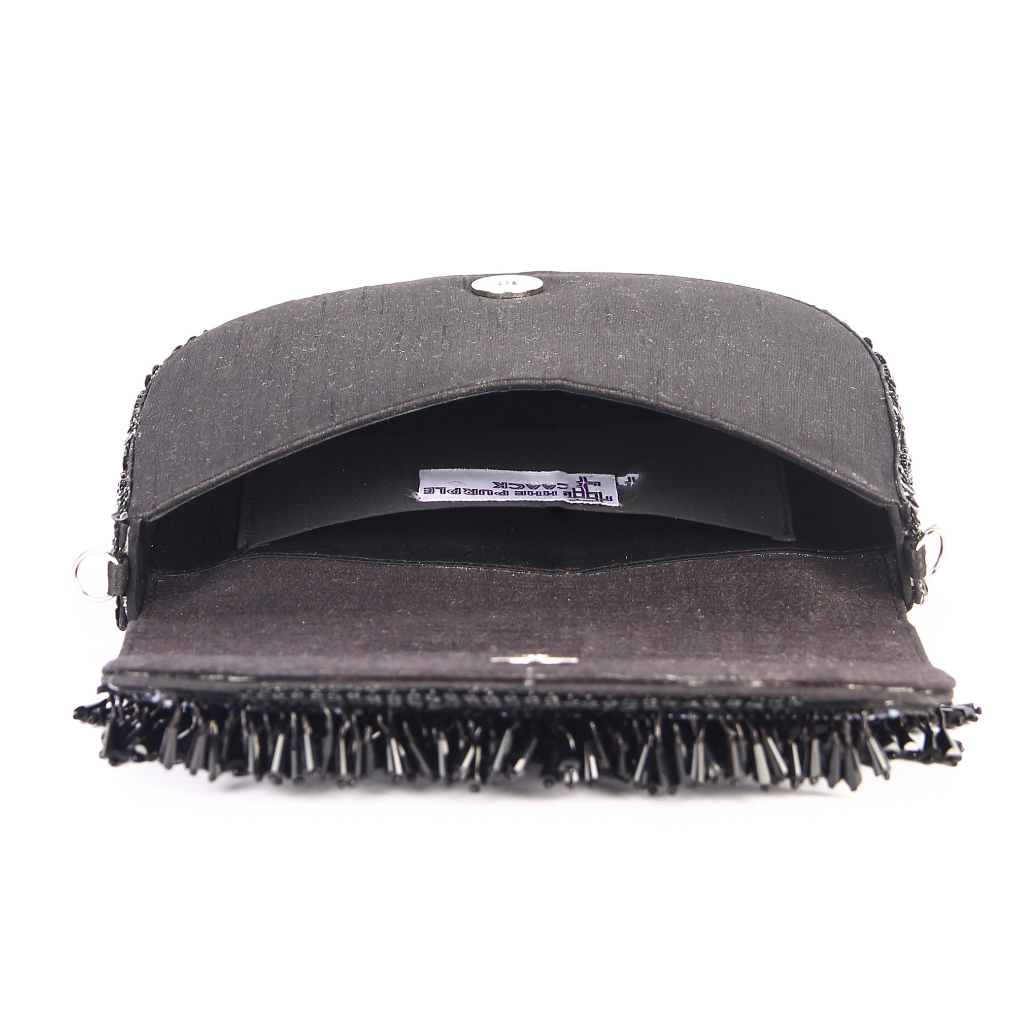 Black tasselly clutch