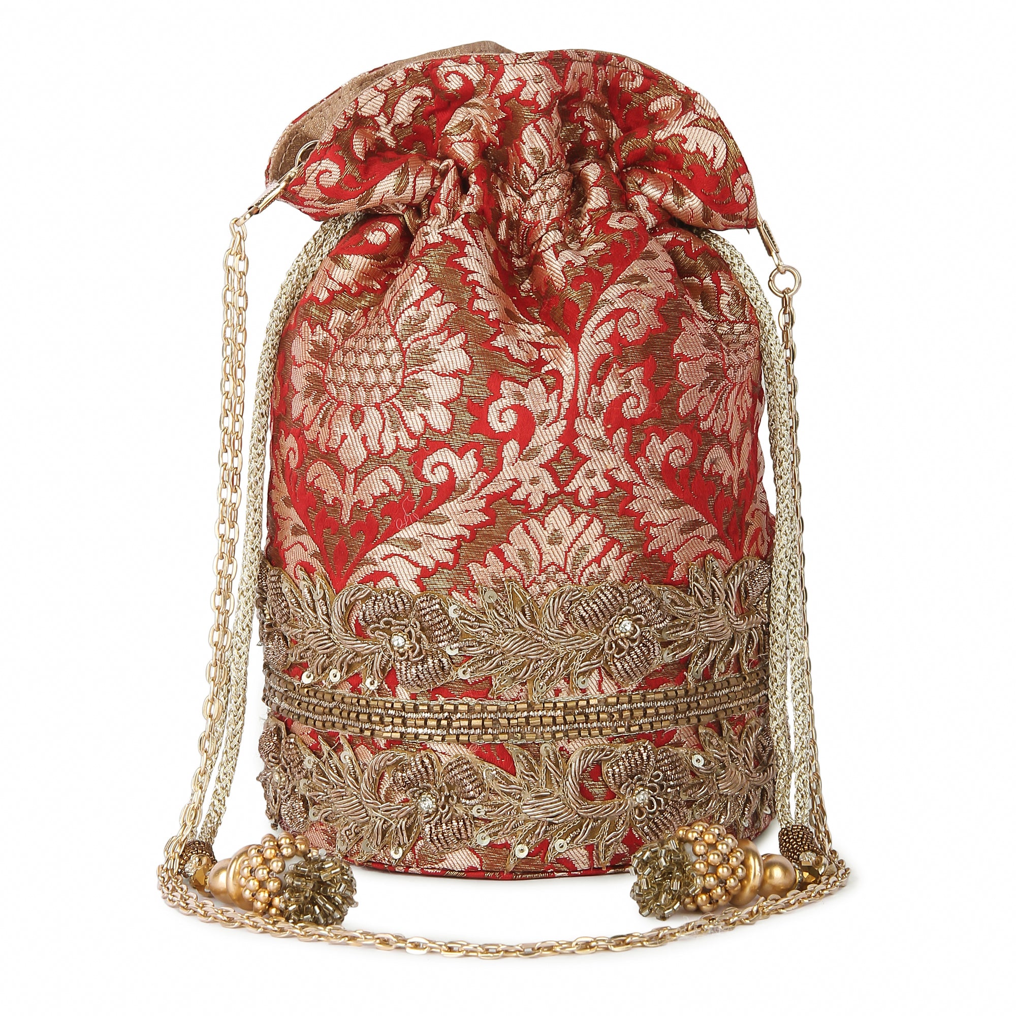 Red brocade potli