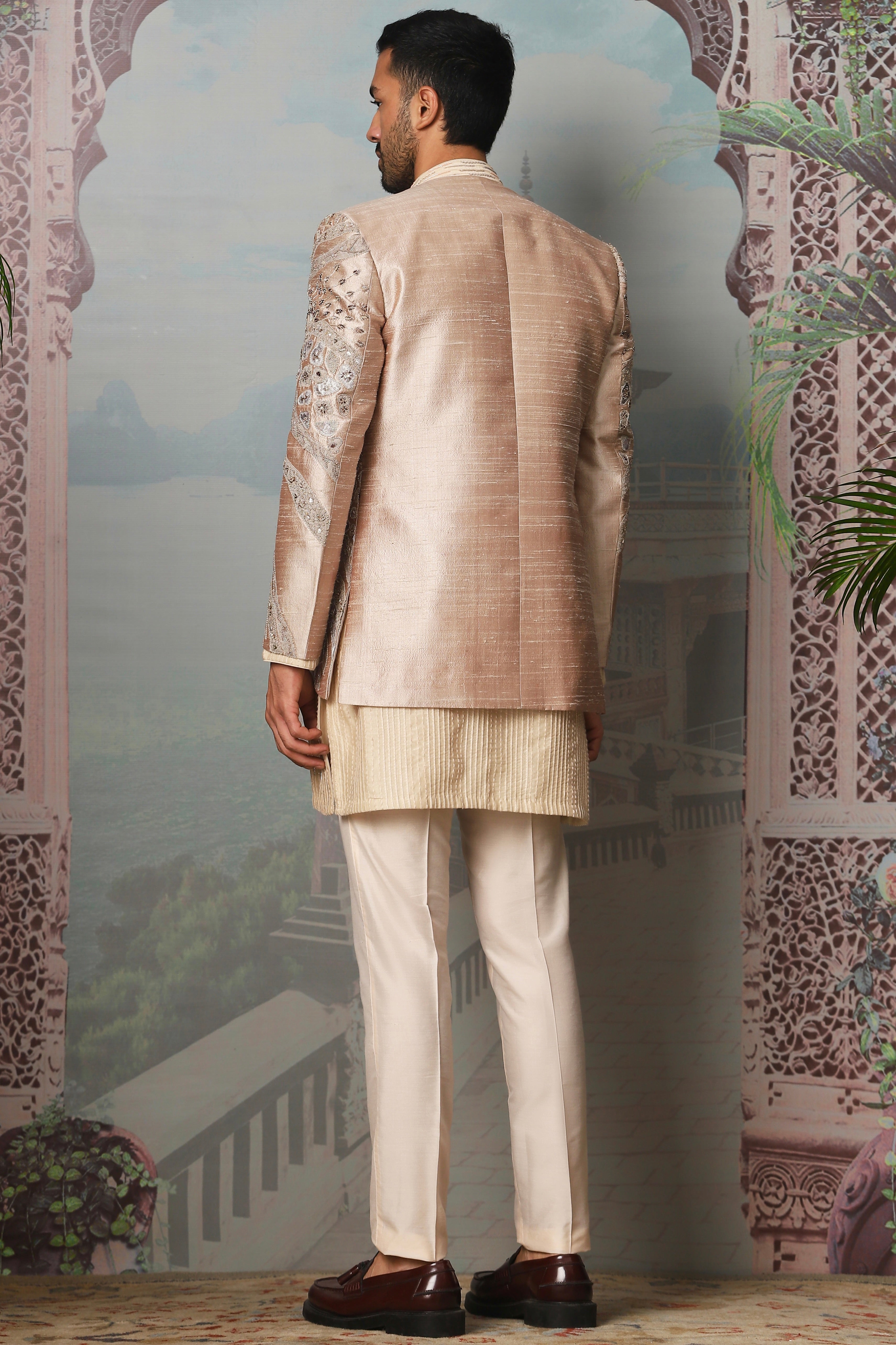 Ivory Muse Open Embroidered Indo-Western Set