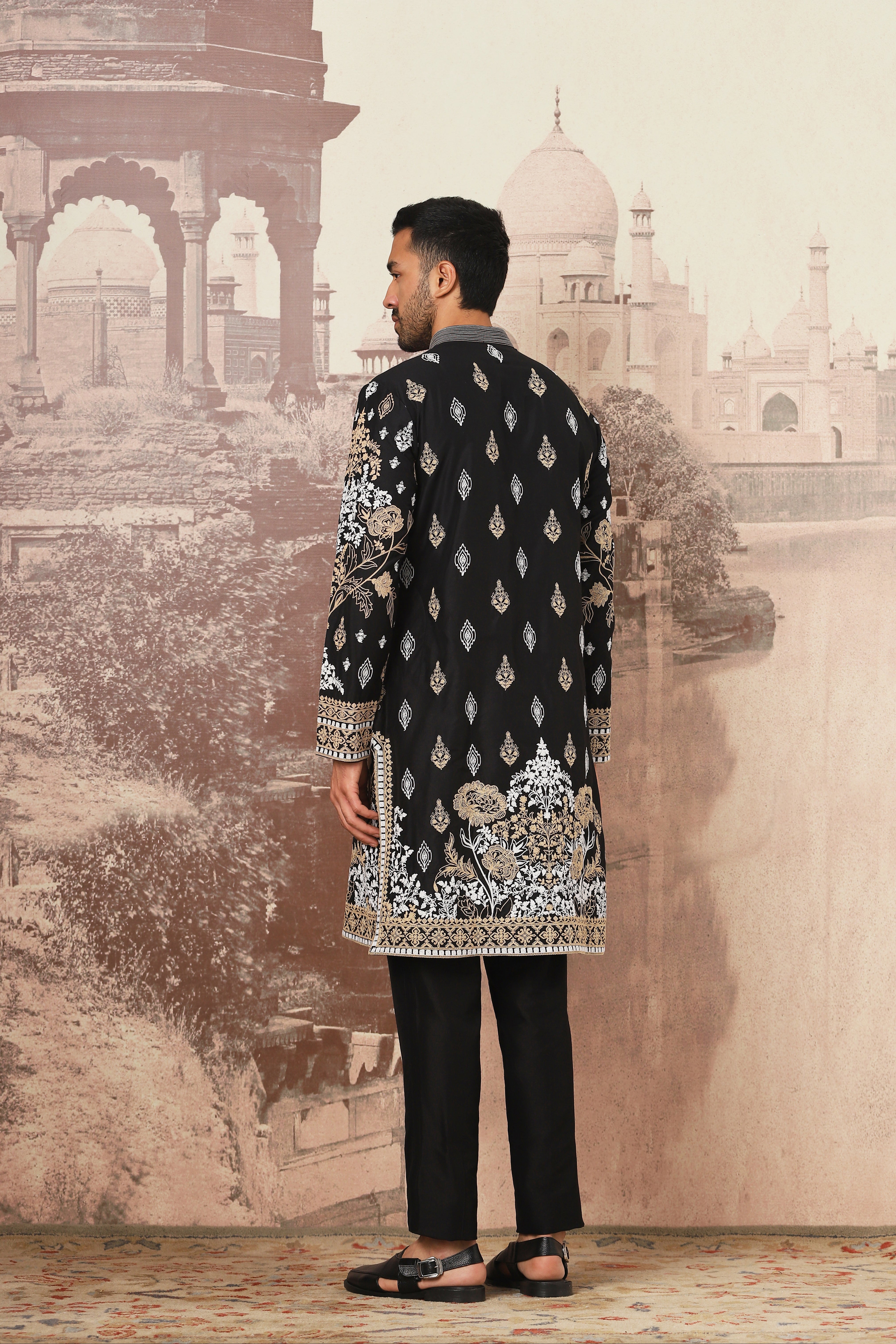Black Floraison Dori Embroidered Kurta Set